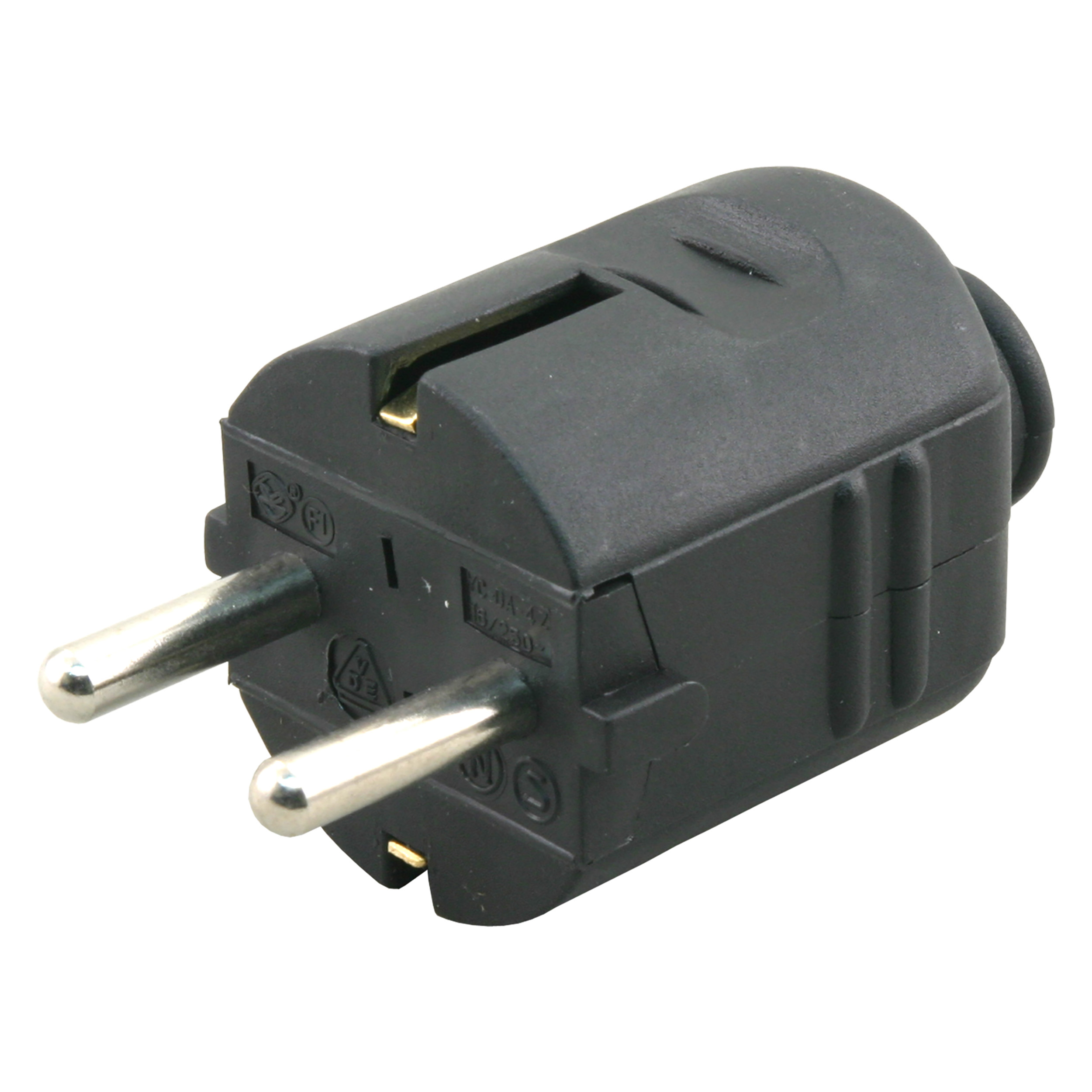 00.110.07   stekker randaarde - 10/16A zwart 40 x 60 x 40 mm