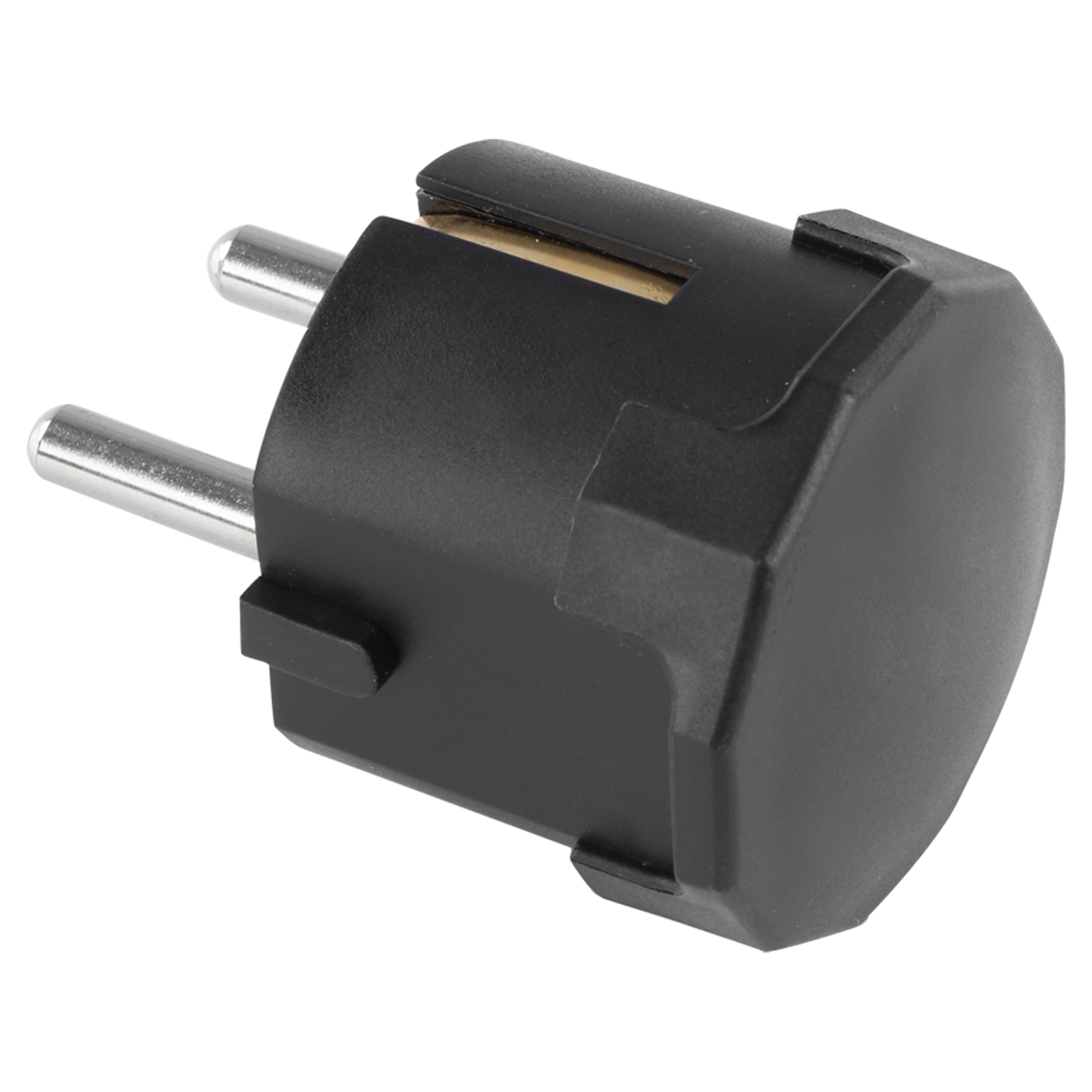 00.110.38   stekker randaarde - 10/16A - met onder-invoer zwart 38 x 40 x 63 mm
