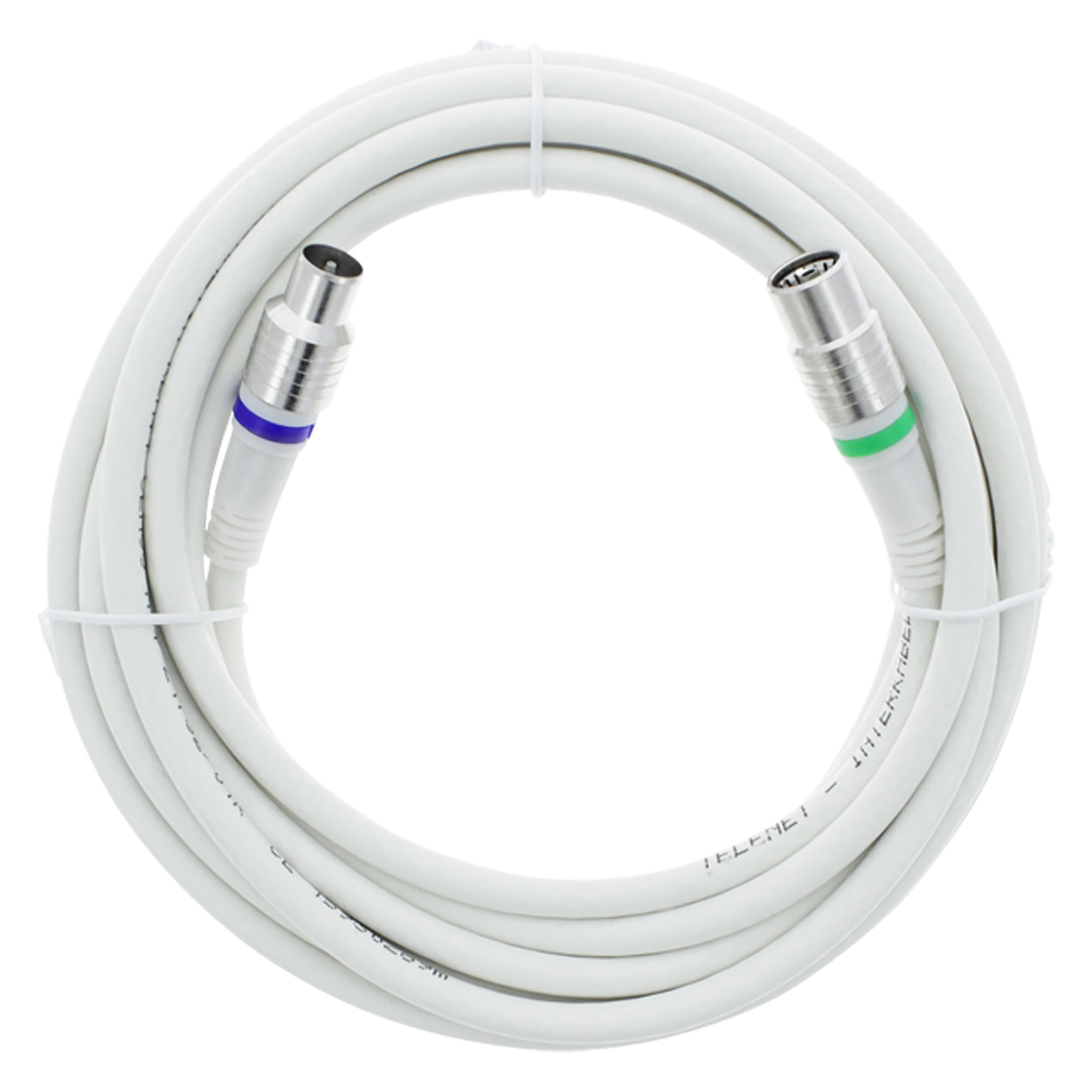 00.136.11 Q-Link  coax kabel stekker recht - KabelKeur wit 5 m