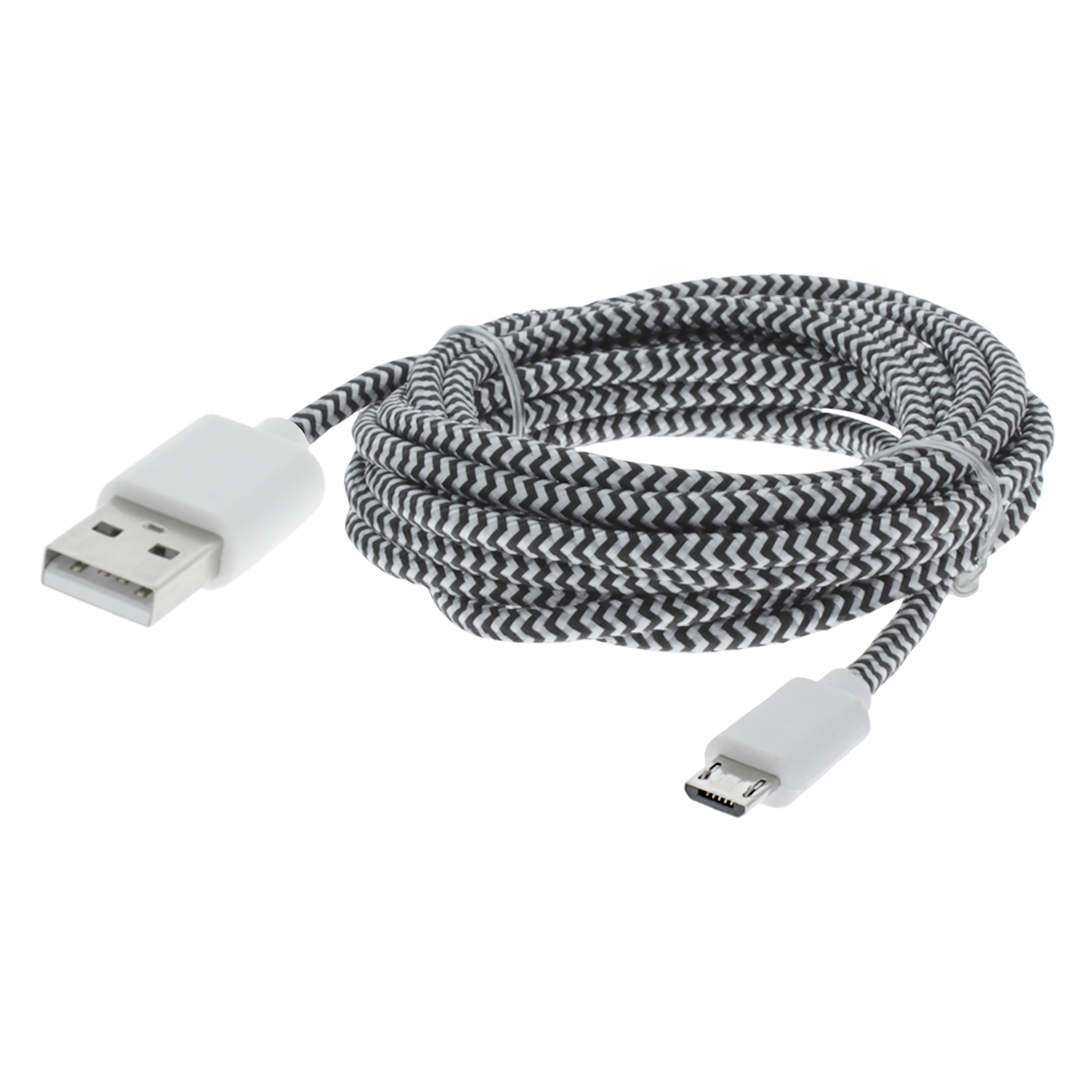 00.137.01 Q-Link  datakabel USB - Micro USB - 2 m - zwart/wit