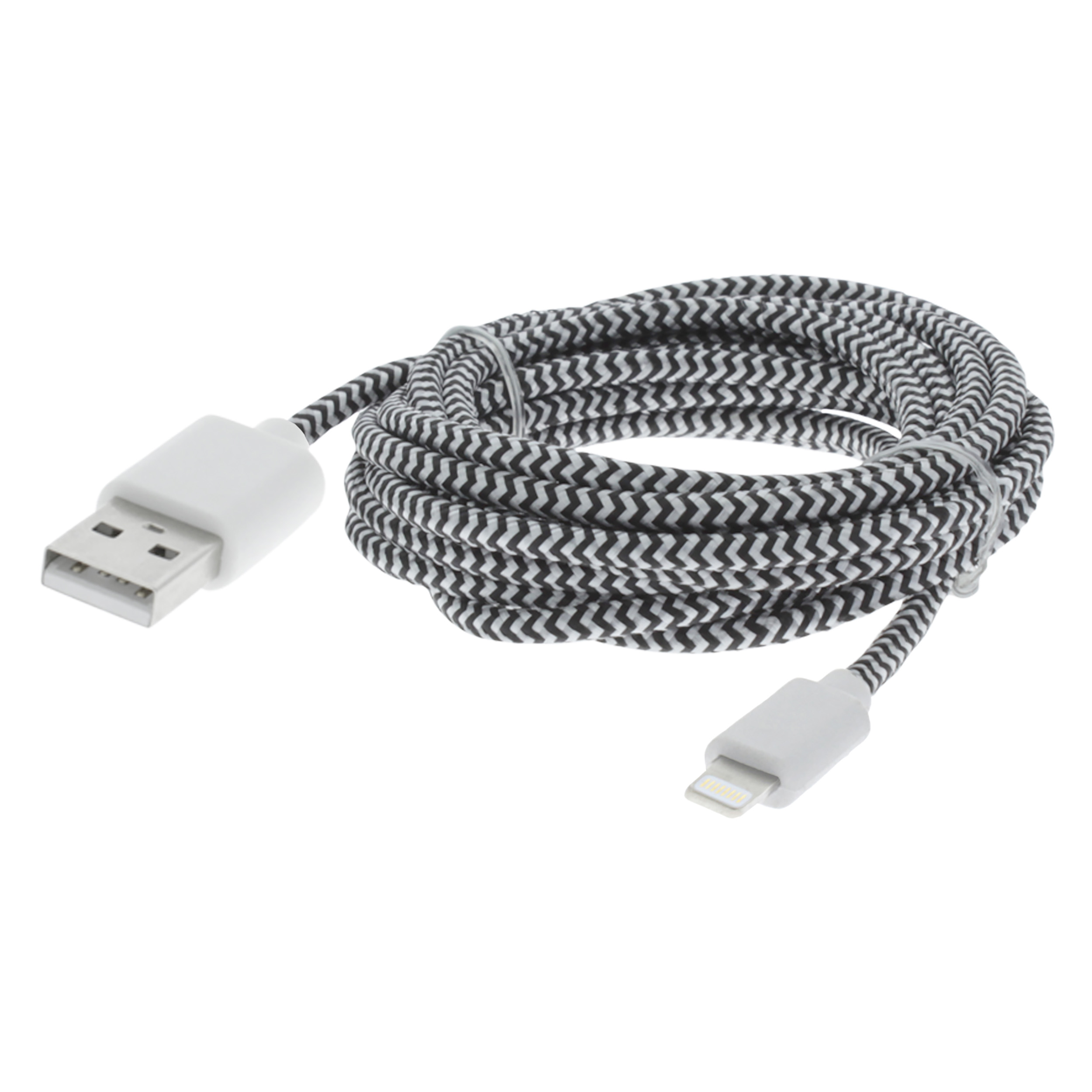 00.137.03 Q-Link  datakabel USB - iPhone zwart/wit 2 m