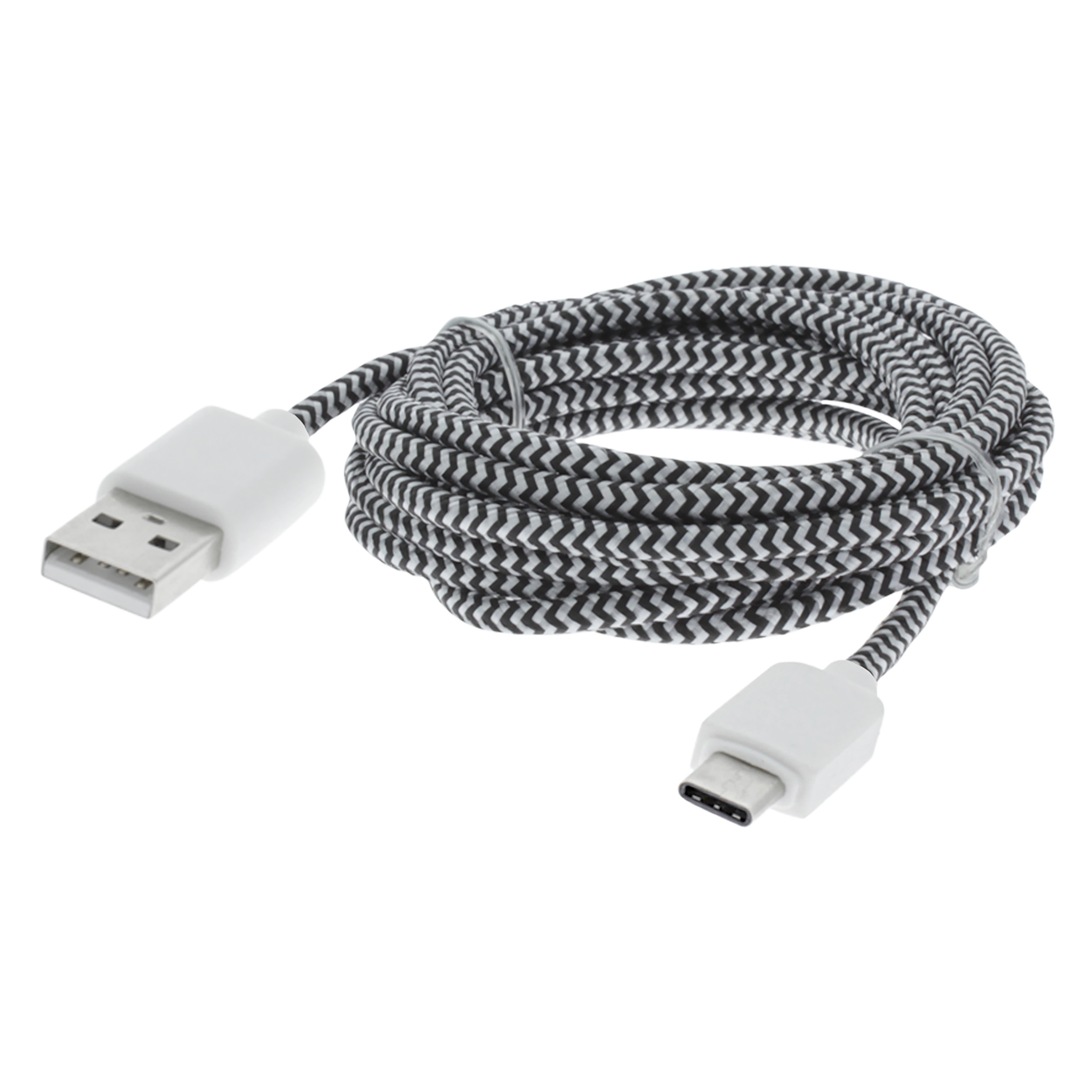 00.137.05 Q-Link  datakabel USB - Type C zwart/wit 2 m