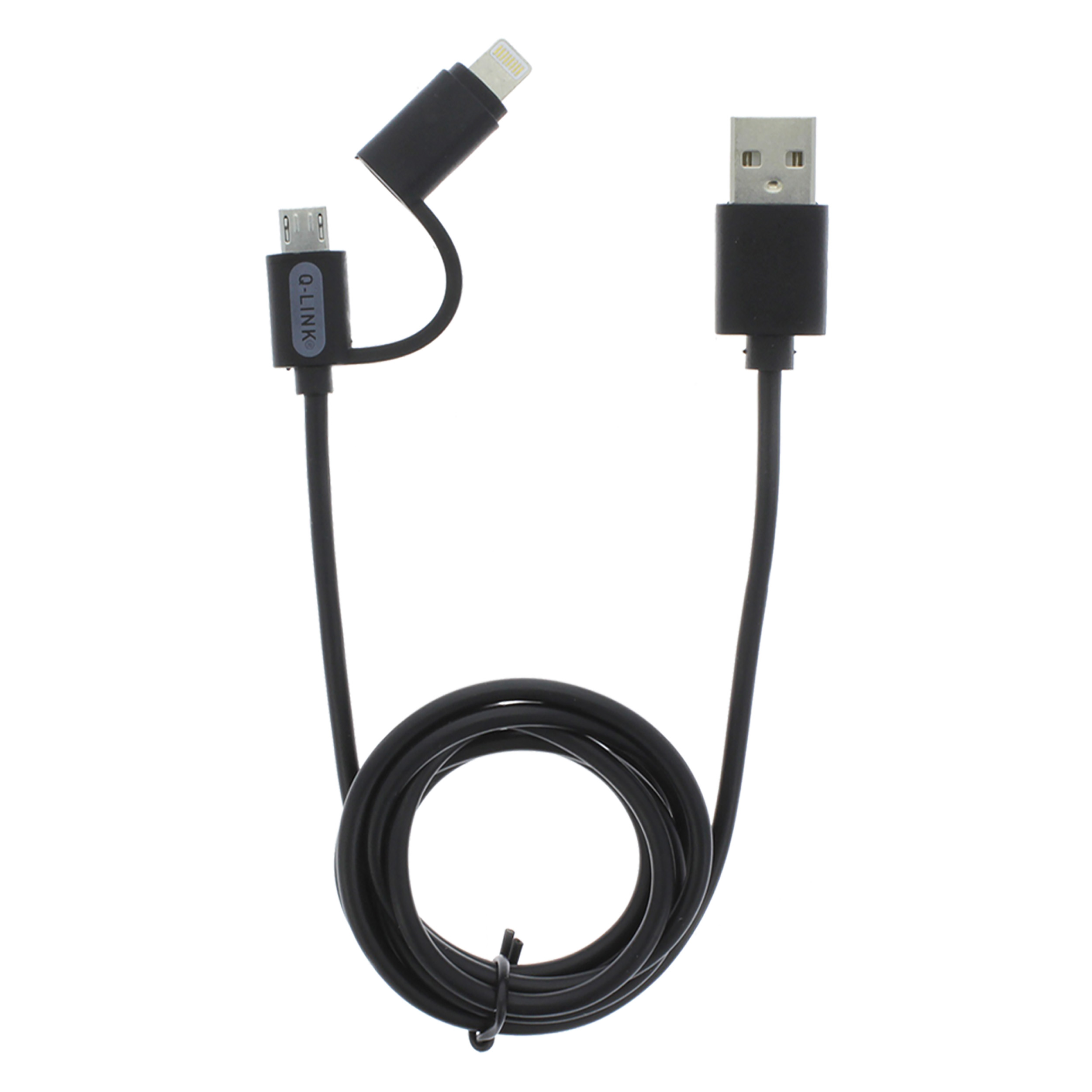 00.137.20 Q-Link  datakabel USB - iPhone/Micro USB zwart 1 m
