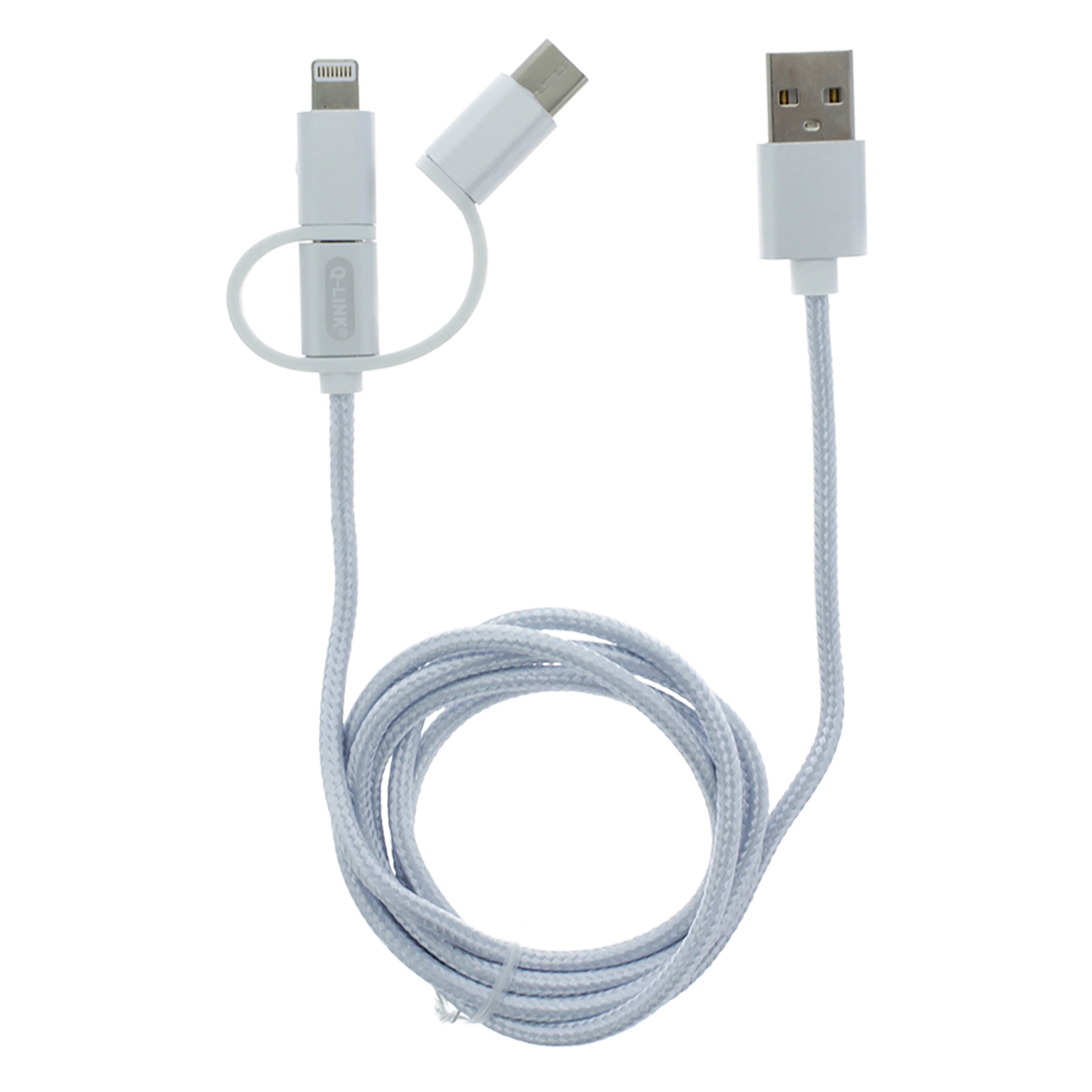 00.137.21 Q-Link  datakabel USB - USB-C/iPhone/Micro USB zilver 1 m