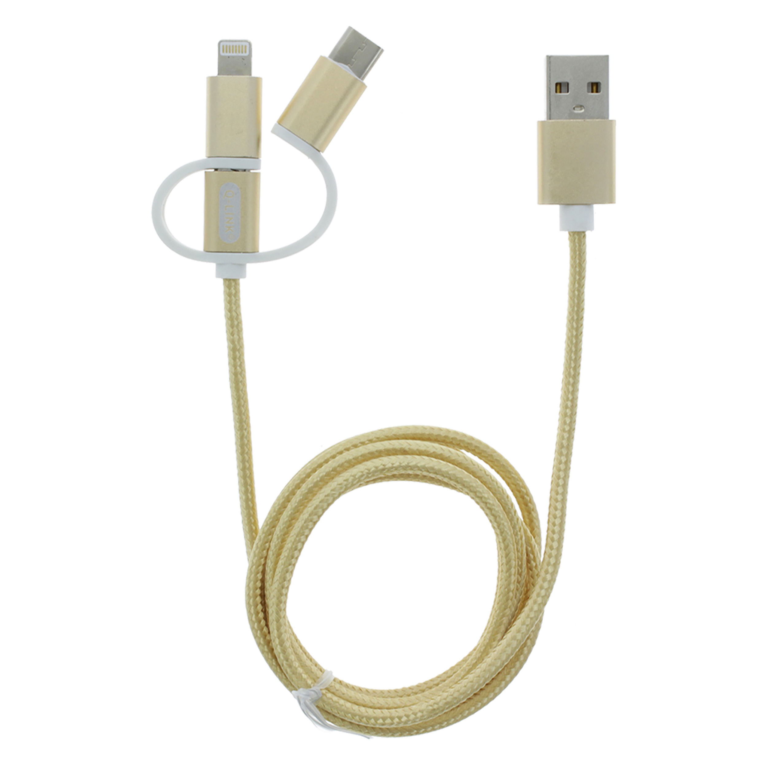 00.137.23 Q-Link  datakabel USB - USB-C/iPhone/Micro USB - 1 m - goud