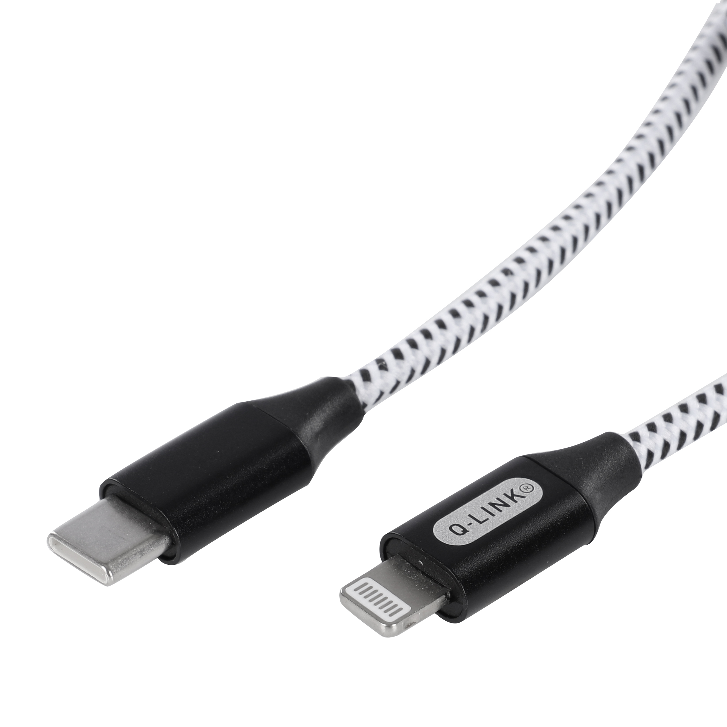 00.137.28 Q-Link  datakabel type-C/8 pin zwart/wit 1 m