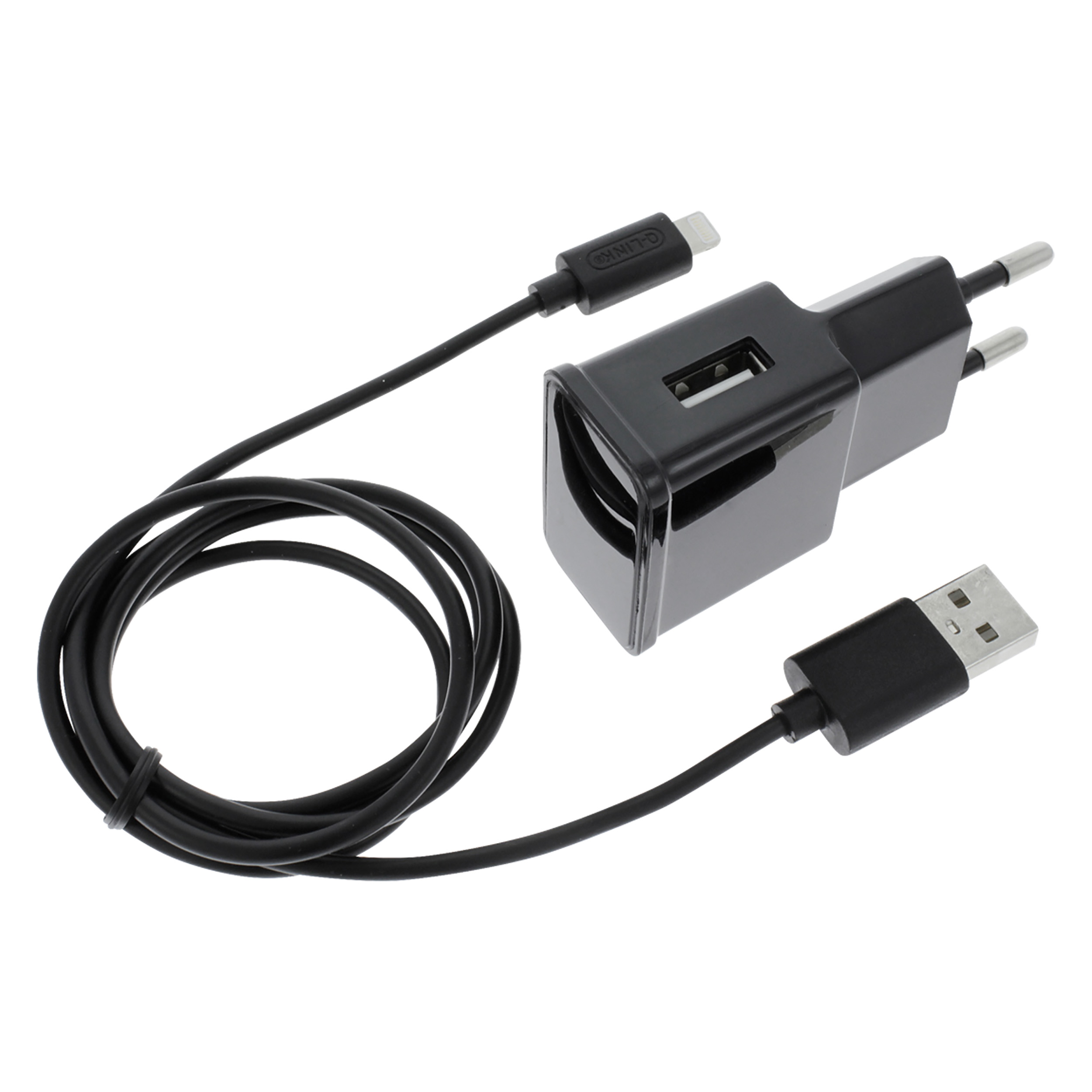 00.137.43 Q-Link  USB lader USB-iPhone - incl. kabel - 1 m - zwart