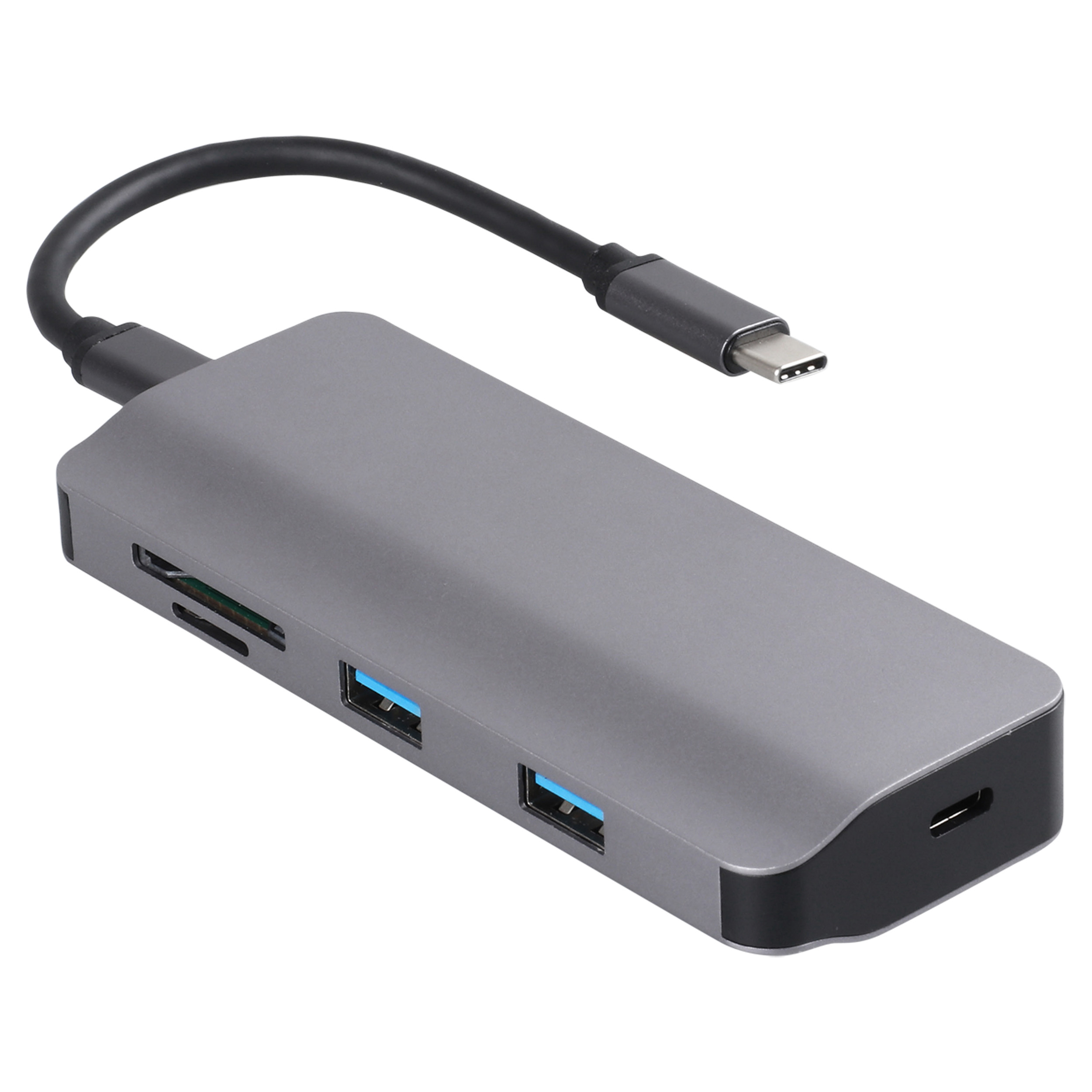 00.141.09 Q-Link  hub 8-in-1 multifunctioneel - USB-C hub - kabel 15 cm grijs 