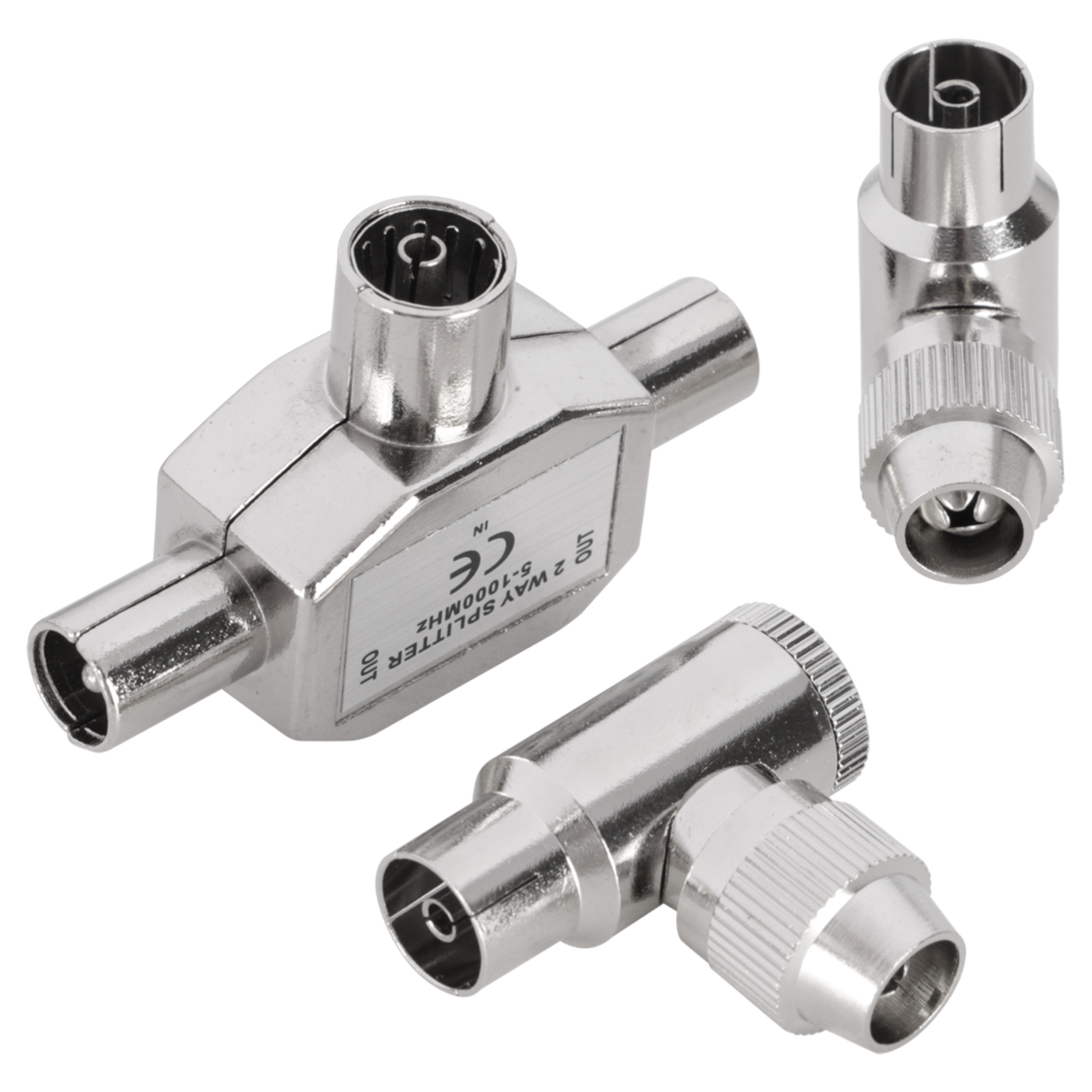 00.150.64 Q-Link  coax splitter TV met 2 stekkers - female-female - haaks  9 mm