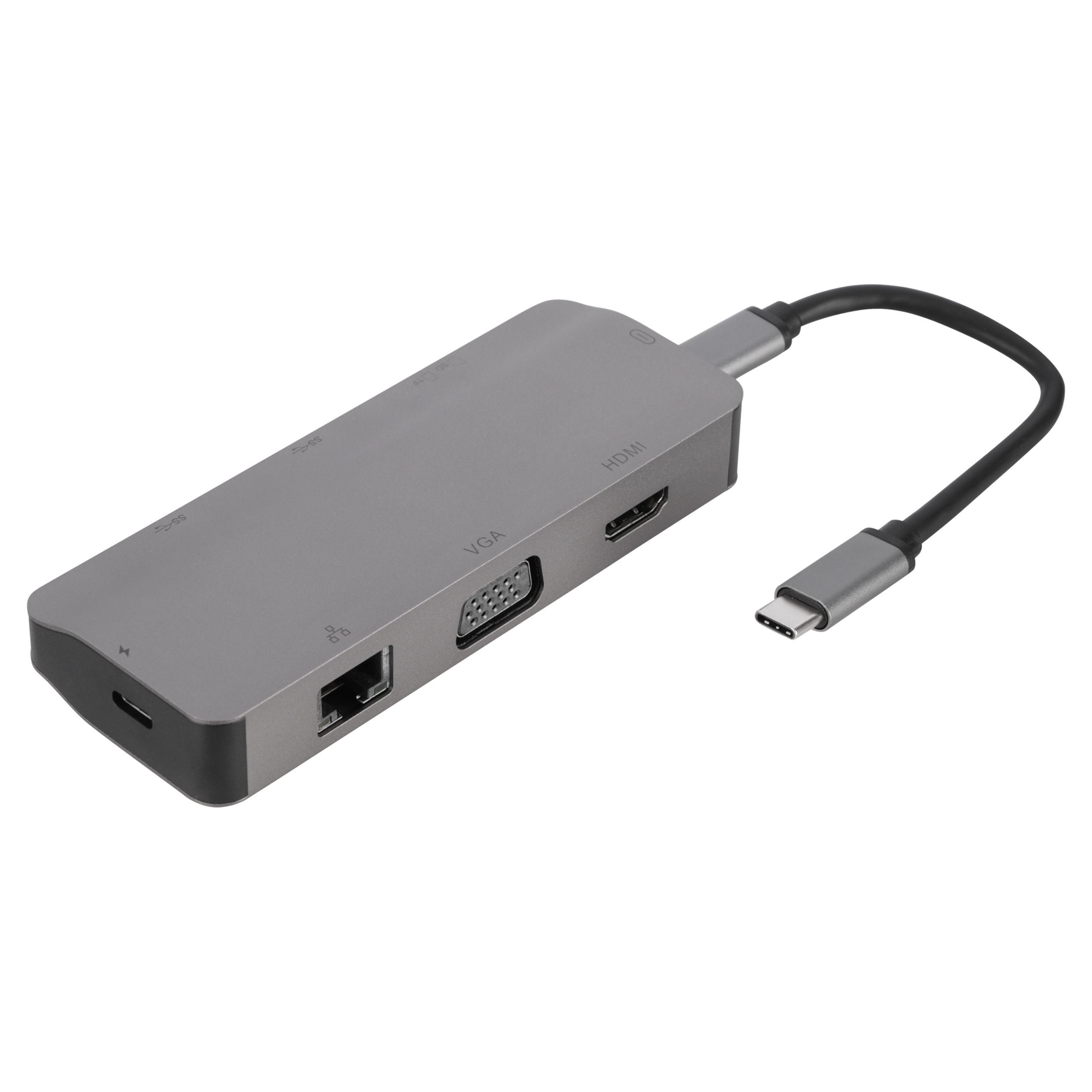 00.152.33 Q-Link  USB-C hub 8-in-1 - multifunctioneel - met kabel grijs 