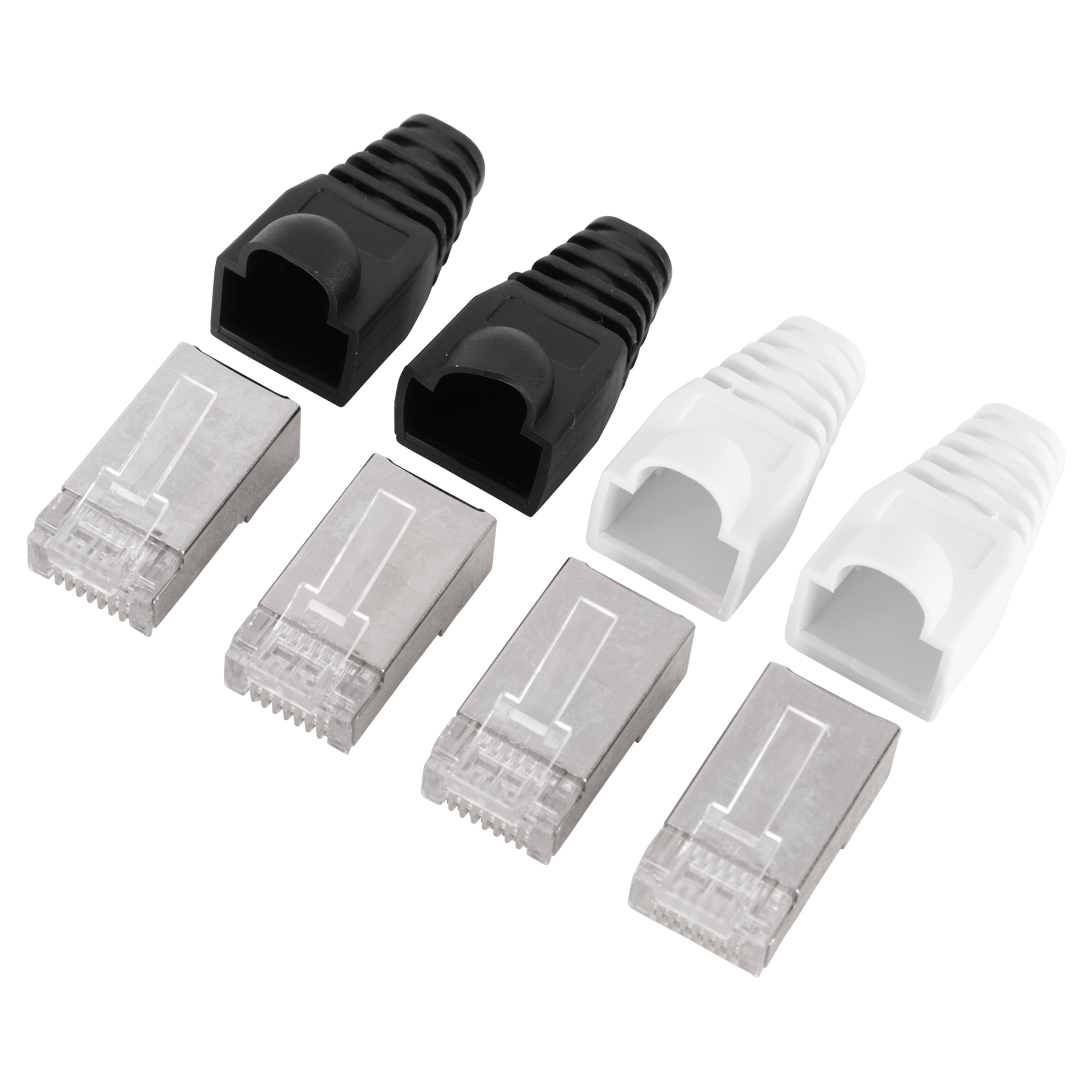 00.152.98 Q-Link  FTP connector RJ45 - 4 x met kap - 2 x zwart - 2 x wit zwart/wit 