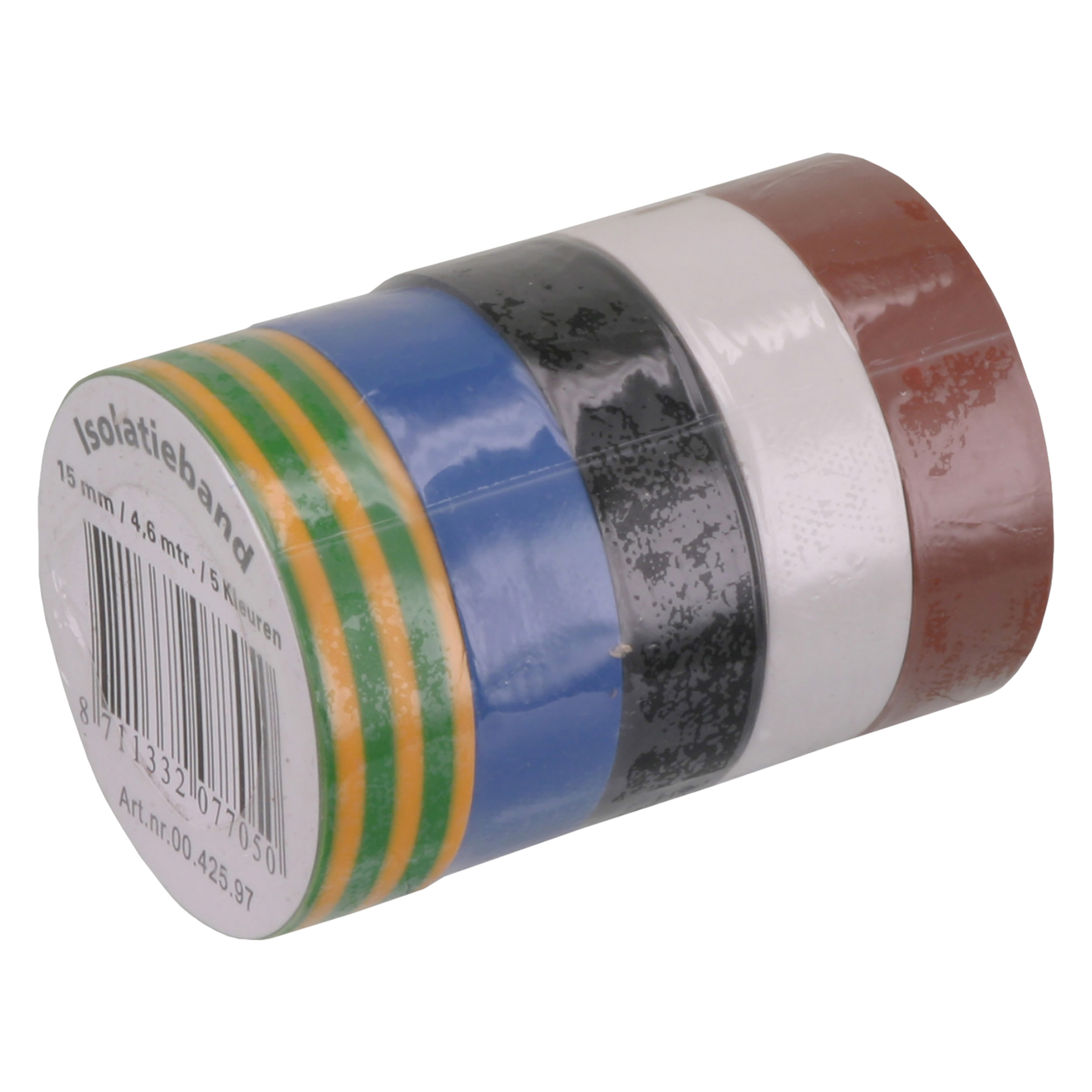 00.425.97   isolatieband 5-delig ass kleuren 15 mm - 4.5 m