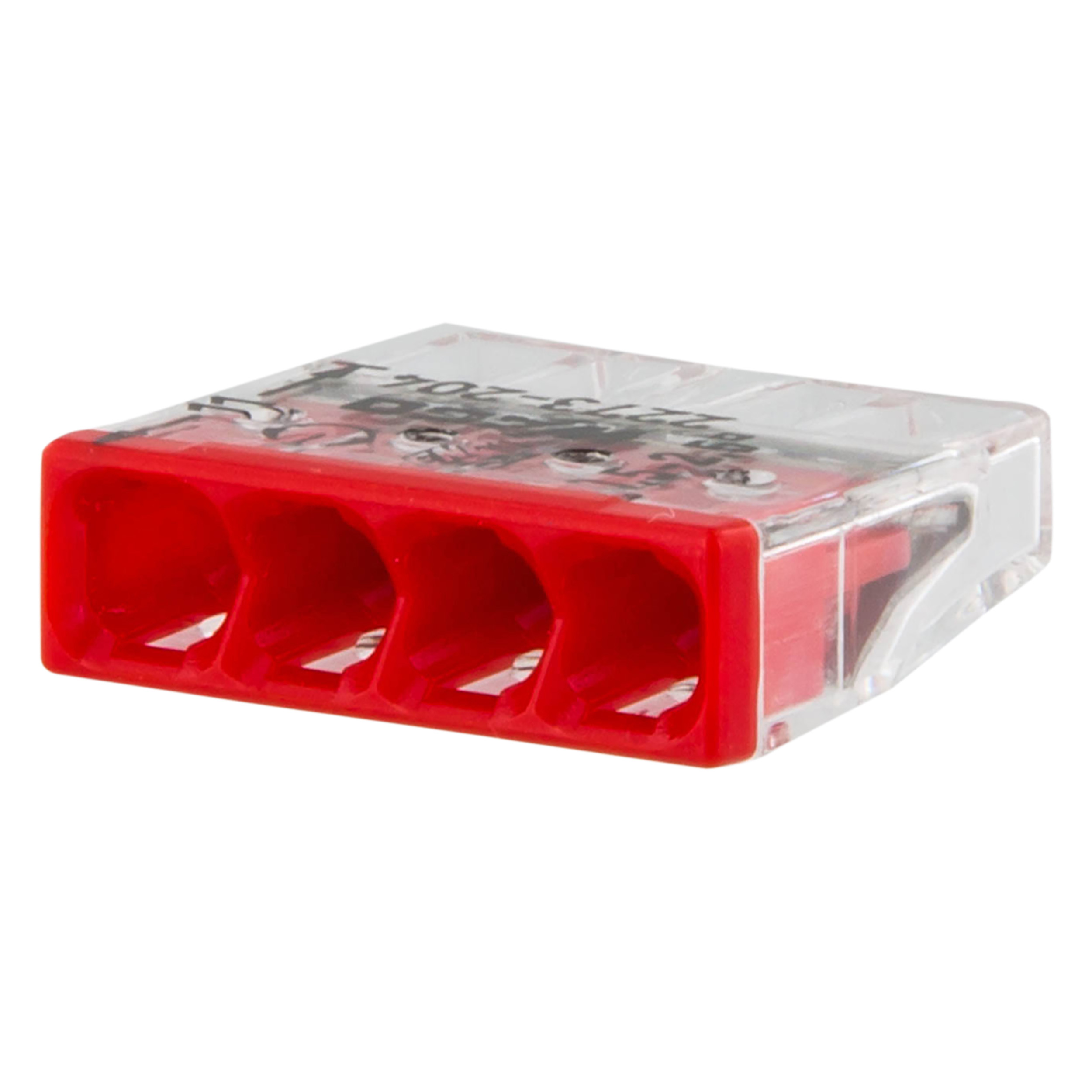 00.530.71 Wago  lasklem 4-draads transparant-rood 4 x 1.0 - 2.5 mm²