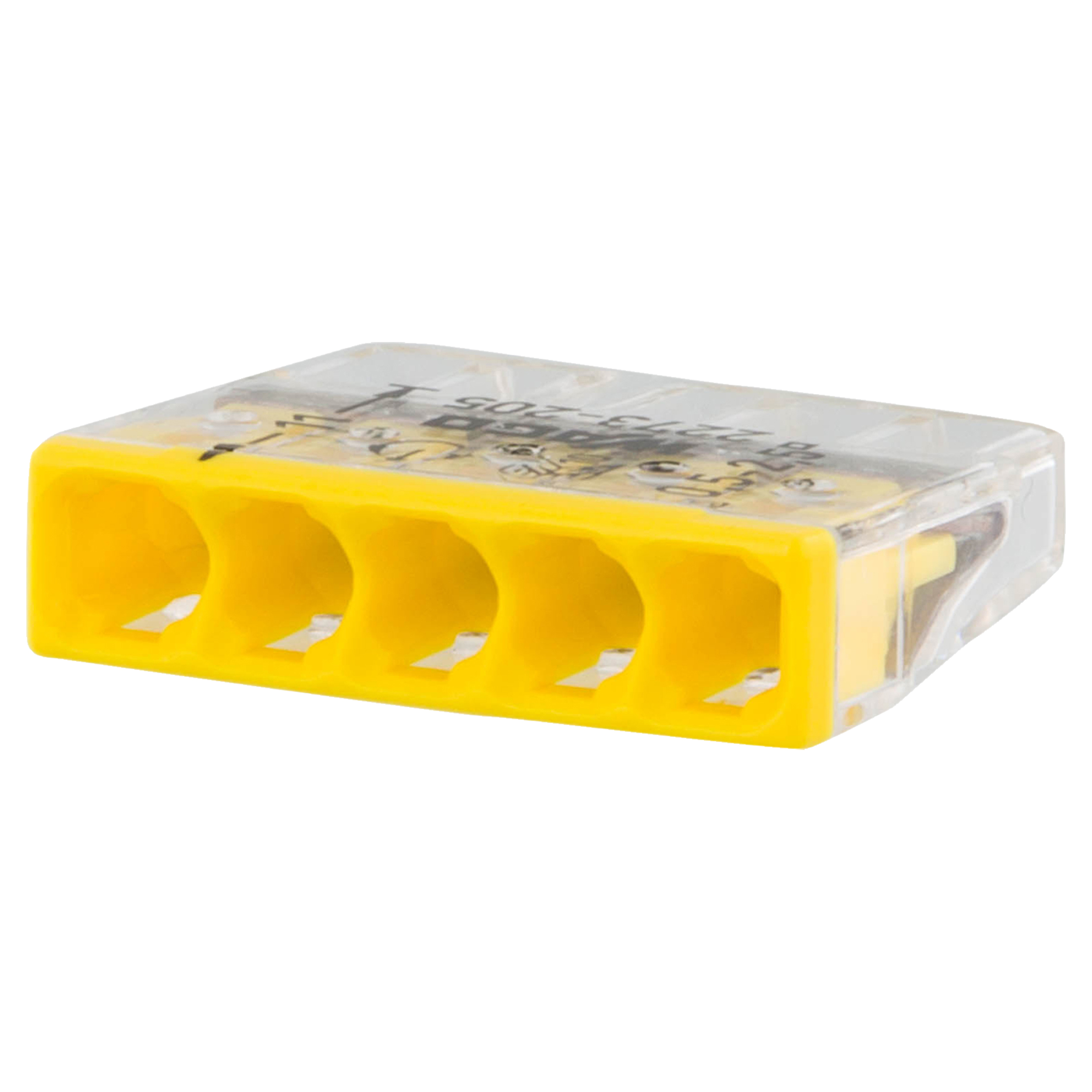 00.531.32 Wago  lasklem 5-draads transparant-geel 5 x 1.0 - 2.5 mm²