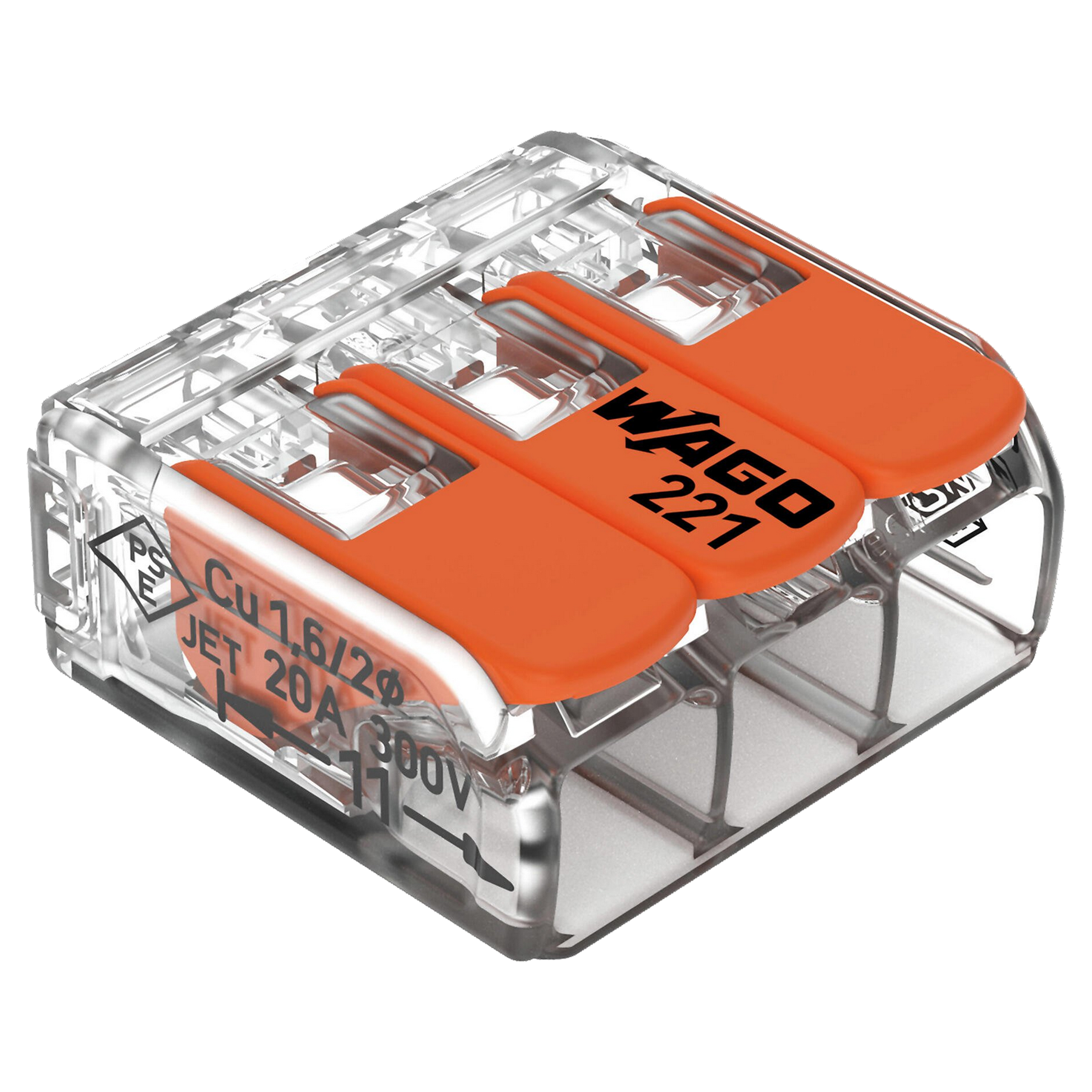 00.531.71 Wago  lasklem 3-polig transparant-oranje 4 mm