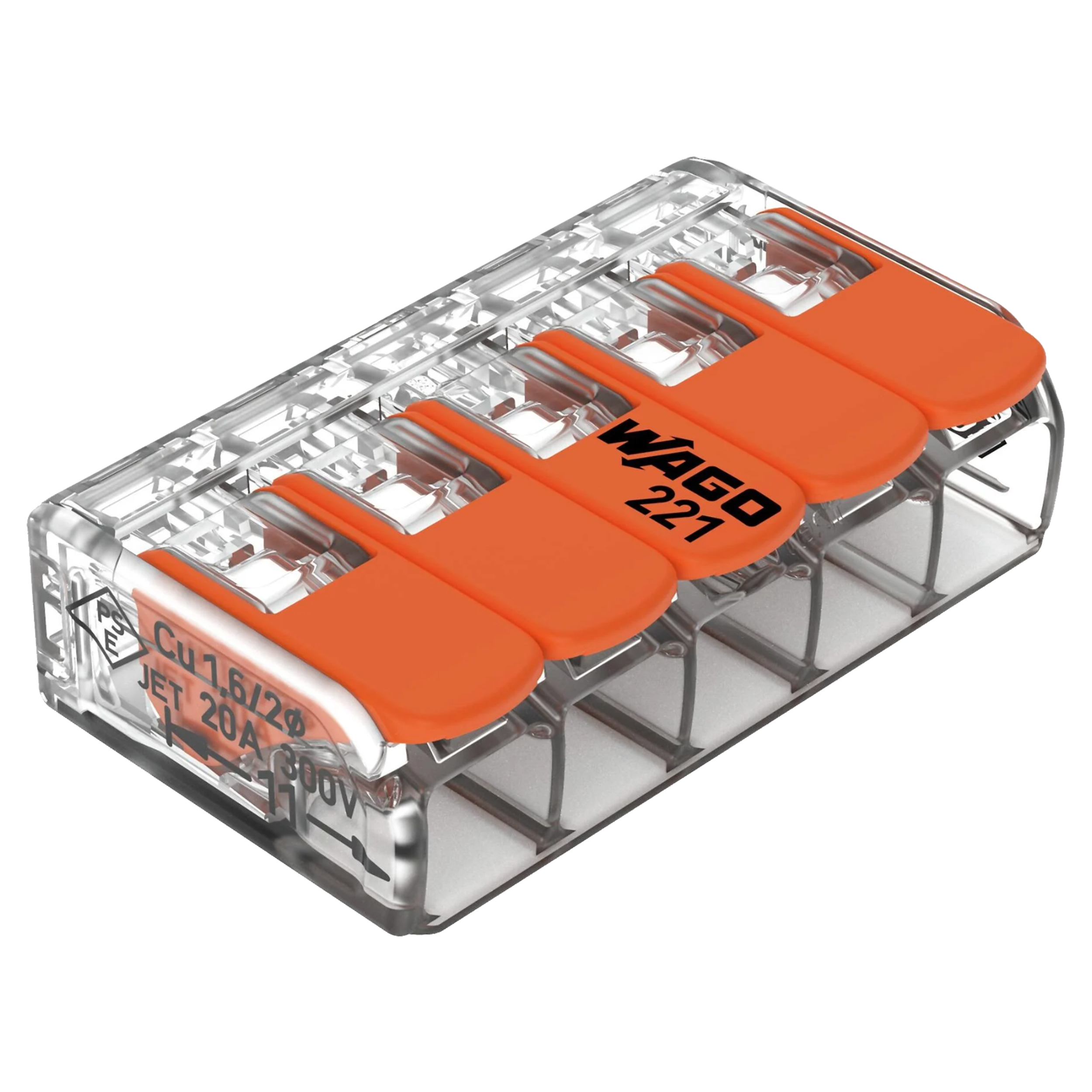 00.531.72 Wago  lasklem 5-polig transparant-oranje 4 mm