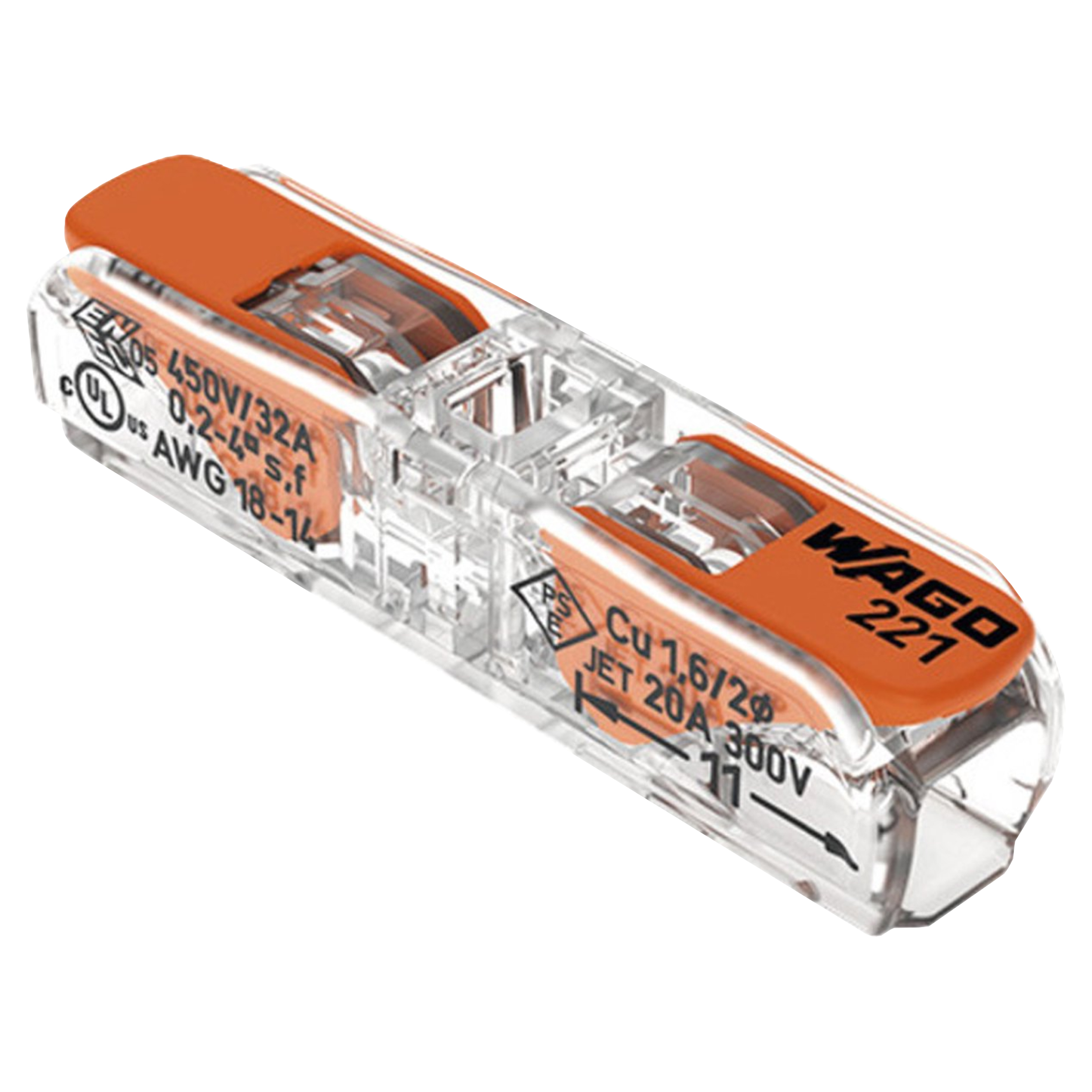00.531.74 Wago  doorvoerconnector hersluitbaar transparant/oranje 