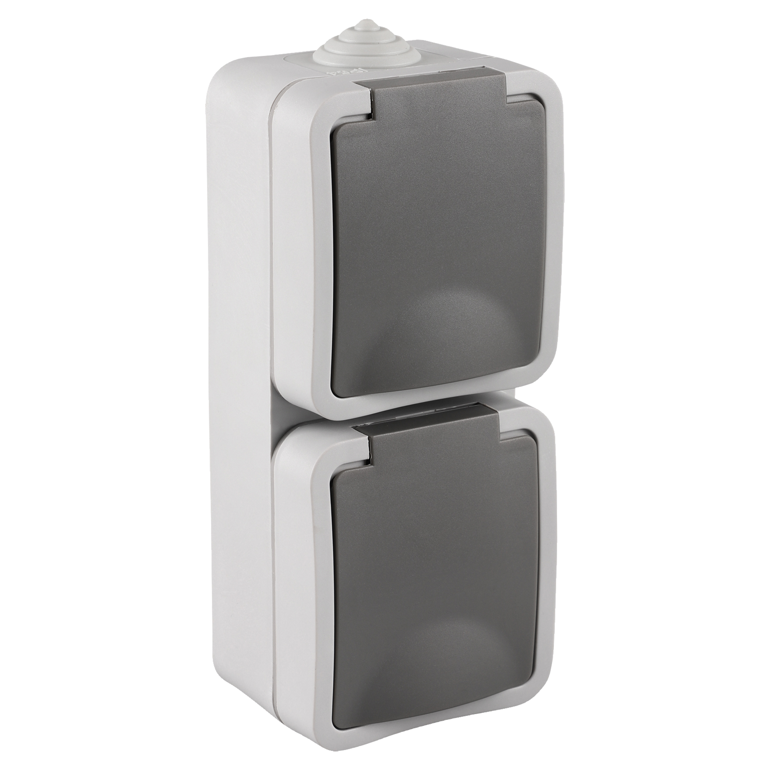 00.944.50 Q-Link  contactdoos opbouw - 2-voudig - met randaarde - spatwaterdicht IP54 - verticaal grijs 