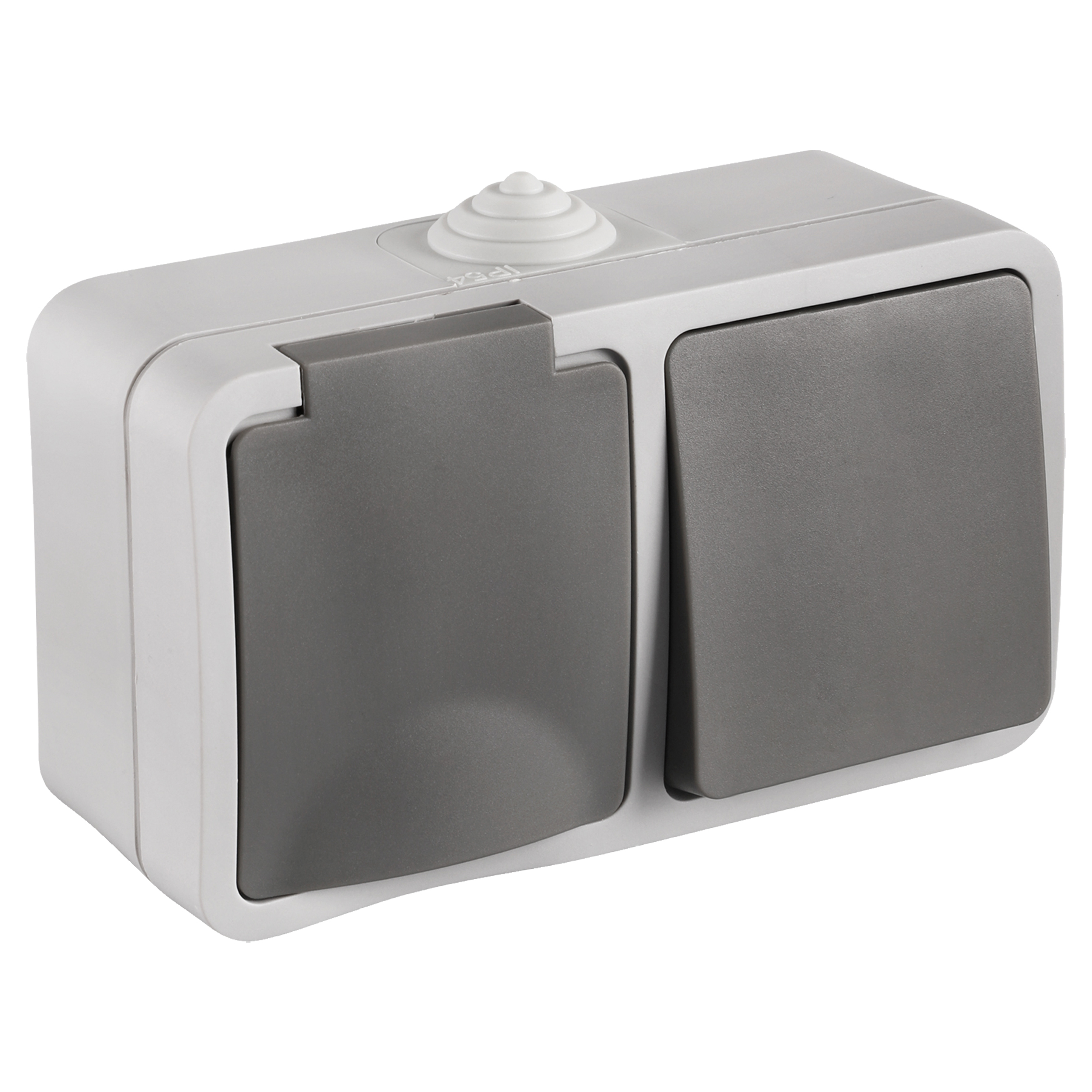 00.944.69 Q-Link  combinatie opbouw - wissel - met randaarde - spatwaterdicht IP54 grijs 