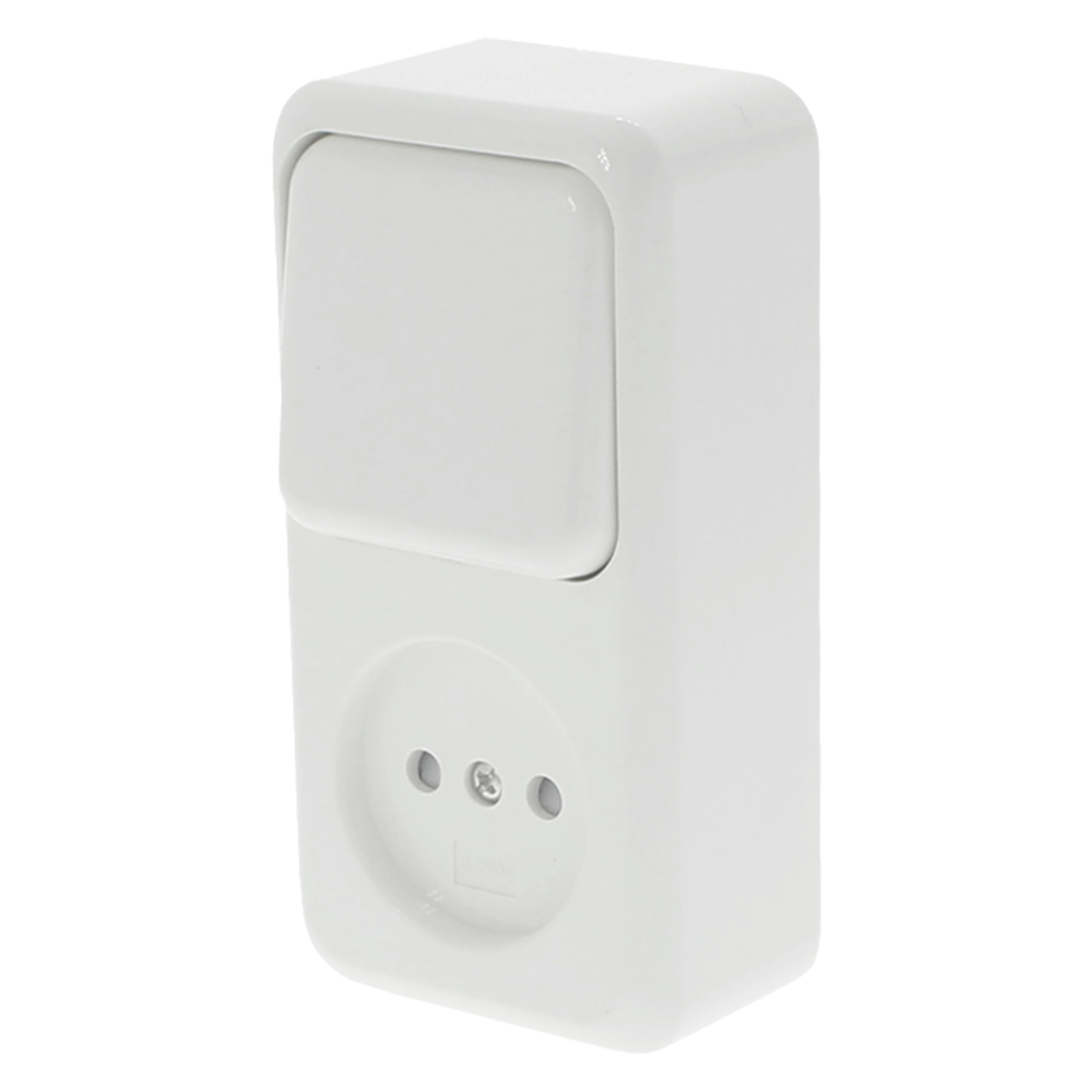 00.947.19 Q-Link  combinatie stopcontact en schakelaar opbouw - wissel polarwit 