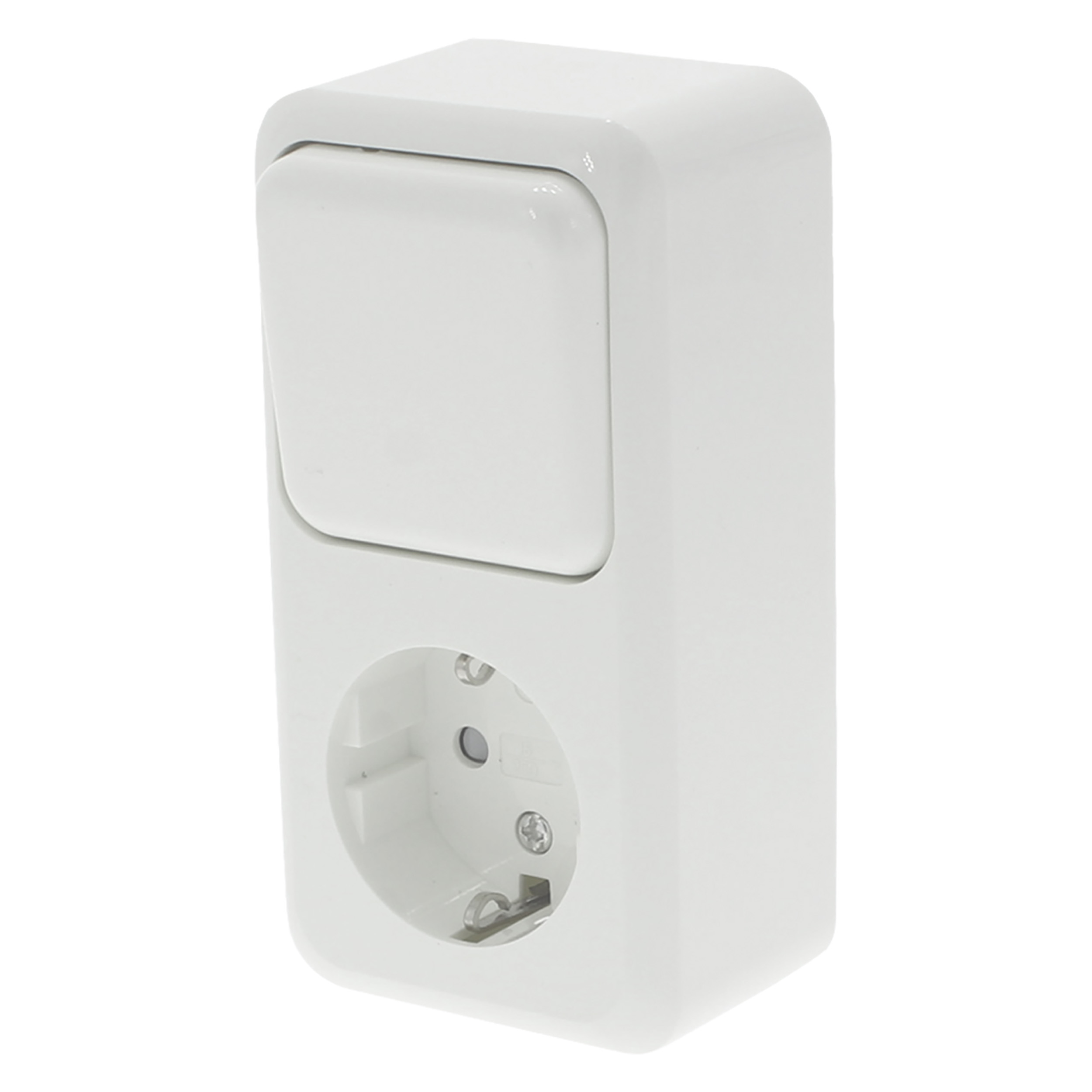 00.947.20 Q-Link  combinatie stopcontact en schakelaar opbouw - wissel - randaarde polarwit 