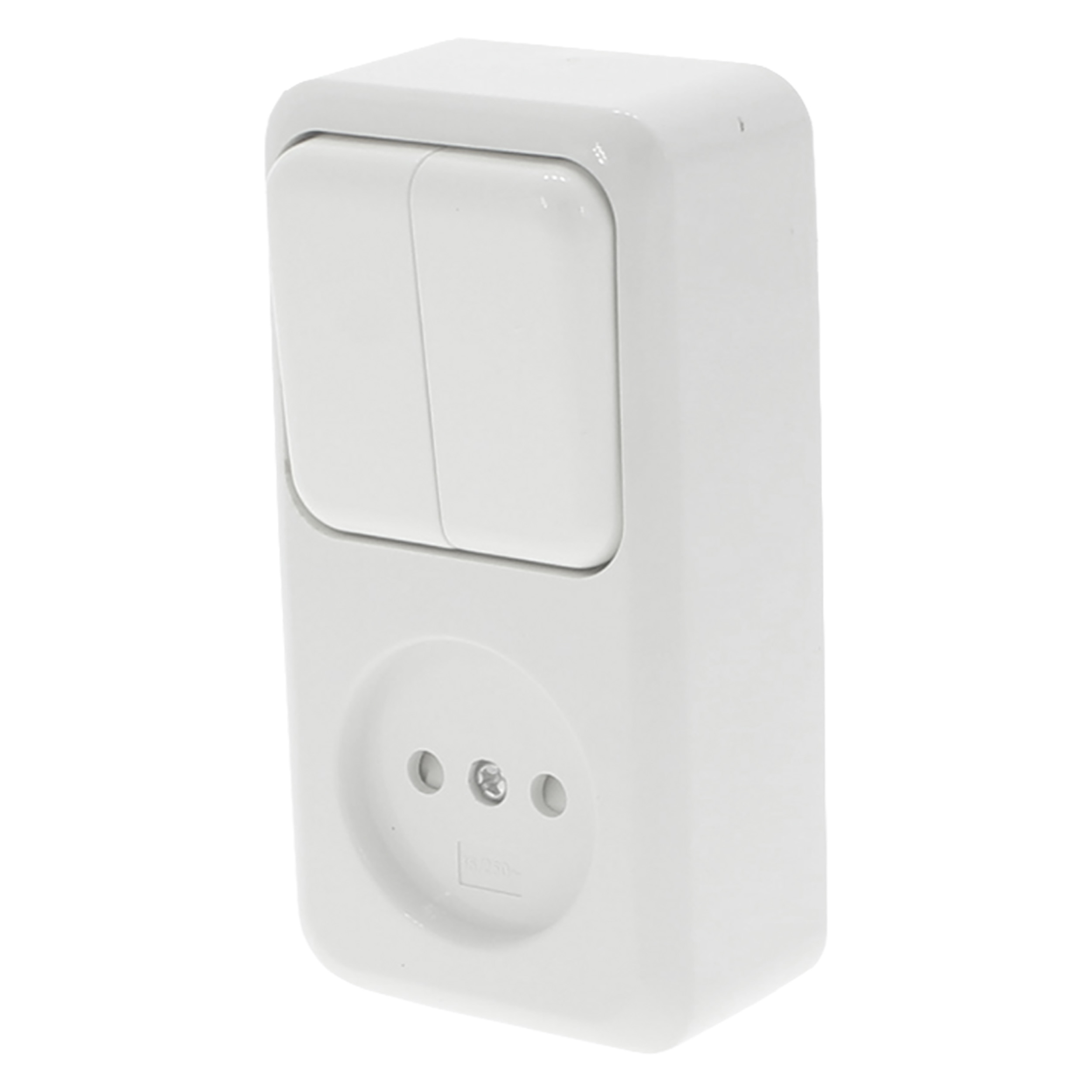 00.947.21 Q-Link  combinatie stopcontact en schakelaar opbouw - serie polarwit 