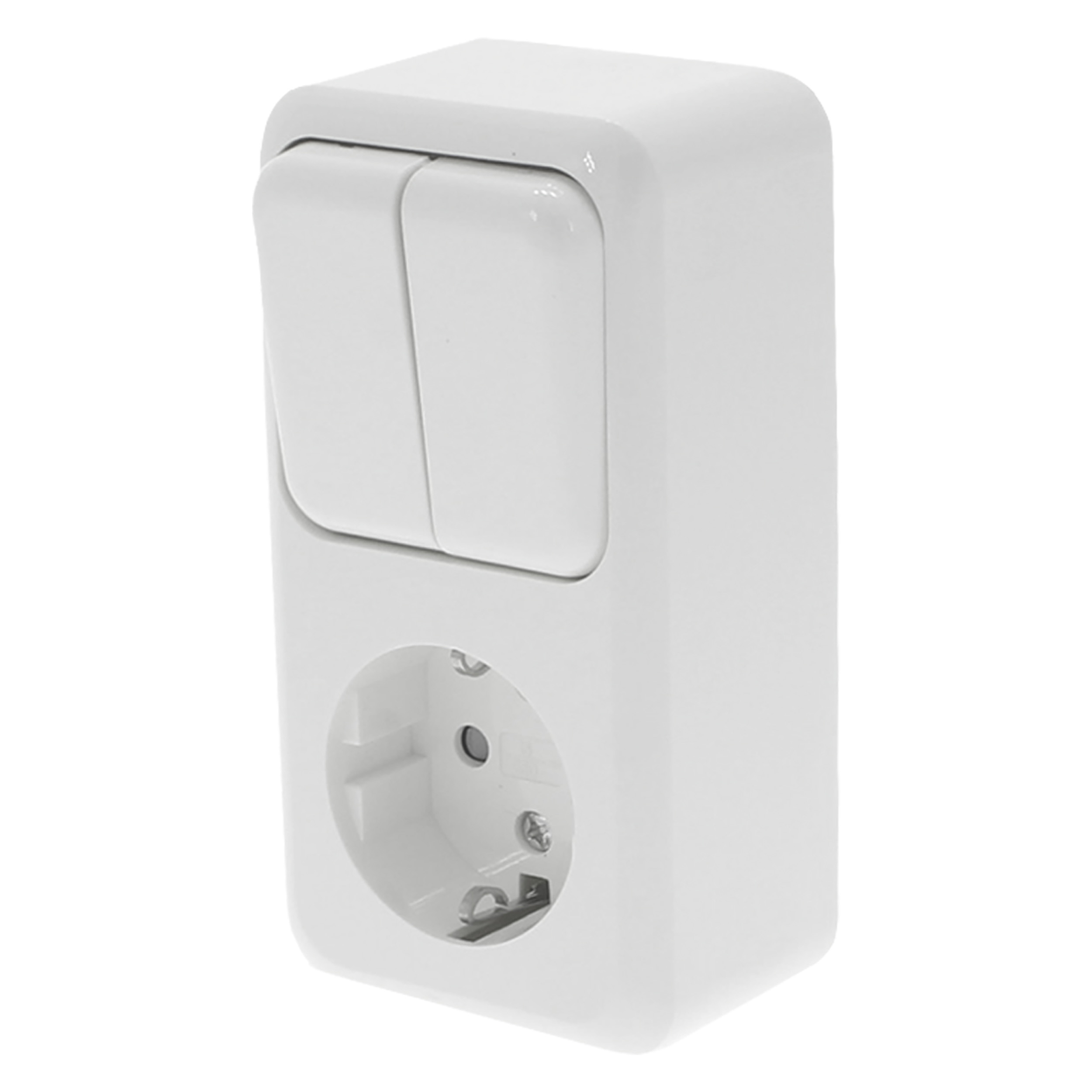 00.947.22 Q-Link  combinatie stopcontact en schakelaar opbouw - serie - randaarde polarwit 