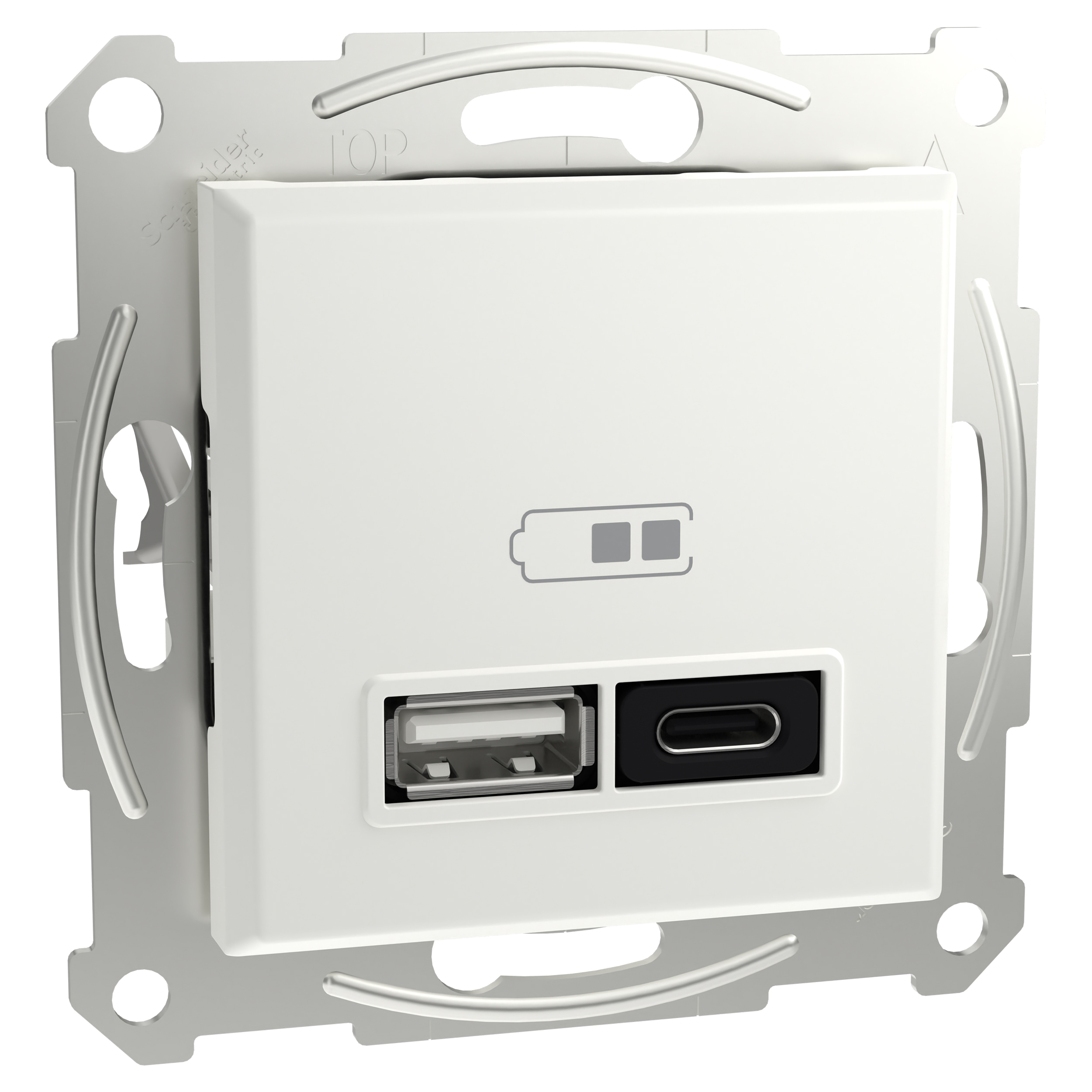 01.038.57 Schneider Asfora contactdoos inbouw - USB A/C polarwit 130 x 85 x 60 mm