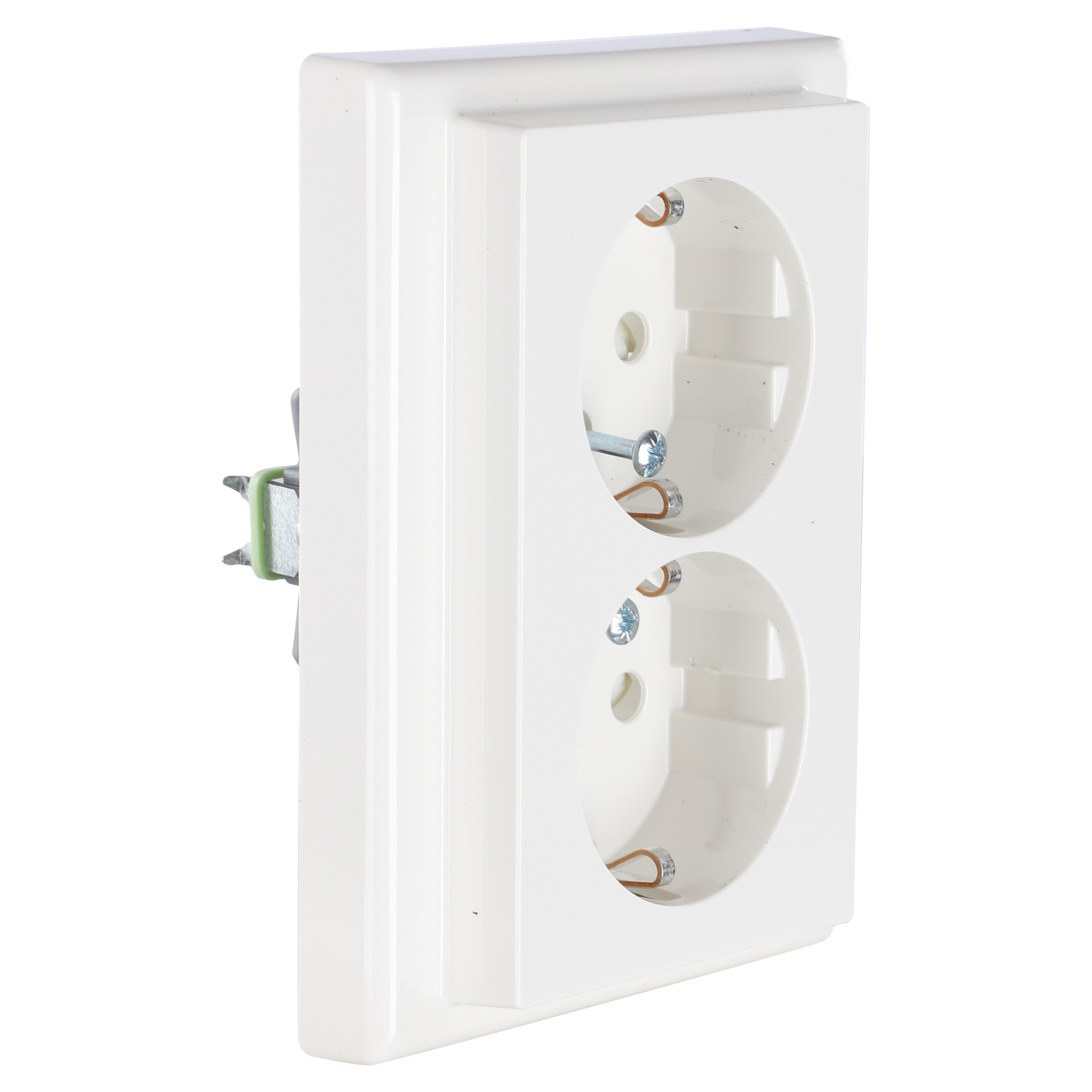 01.104.51 Merten System M contactdoos inbouw - 2-voudig - randaarde polarwit 