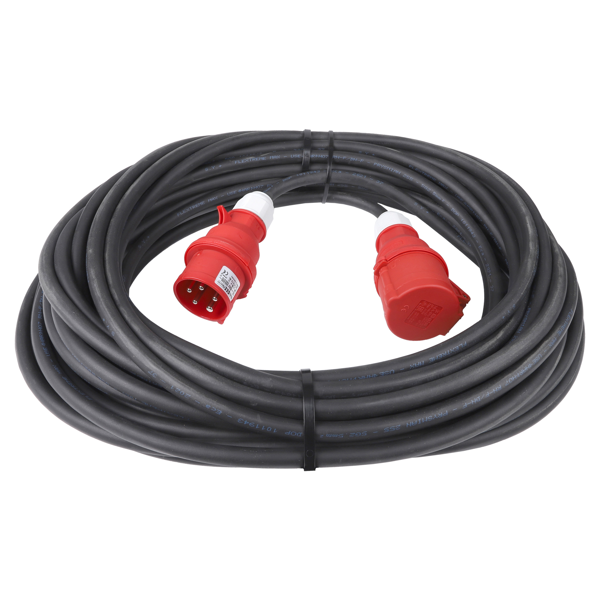01.371.03   verlengkabel H07RNF - IP44 - 16A zwart 5 x 2.5 mm², 25 m