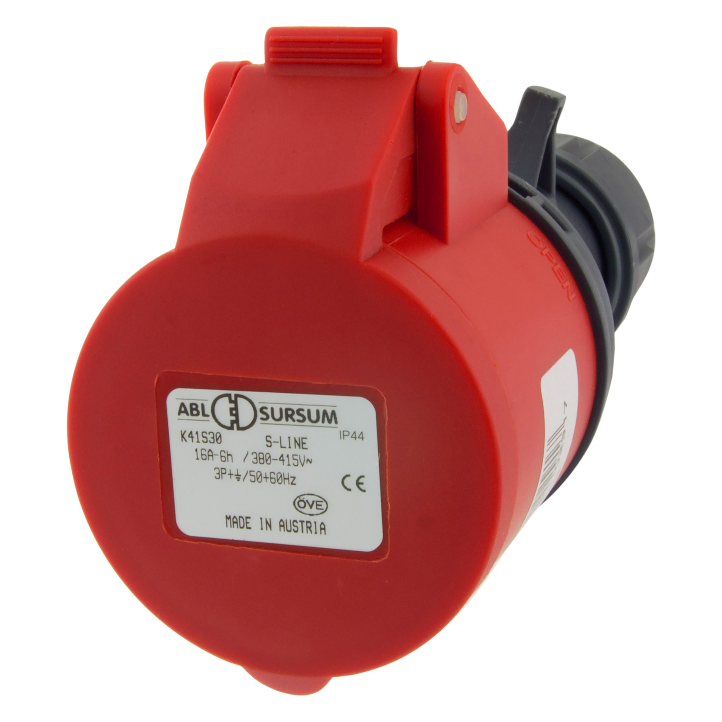 01.371.31   contrastekker kracht - twist - 3-polig + aarde - 16A - IP44 rood 
