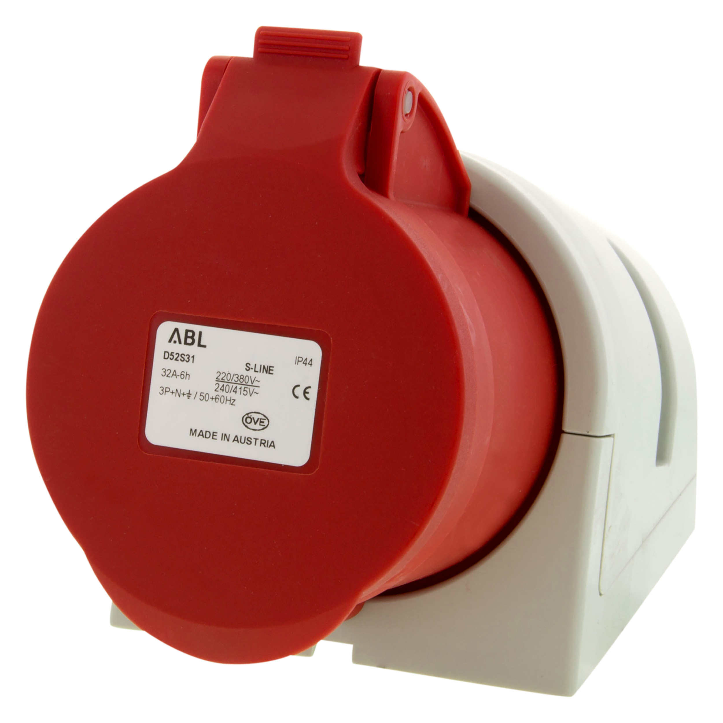01.371.41   contactdoos kracht - 4-polig + aarde - 32A - IP44 rood 