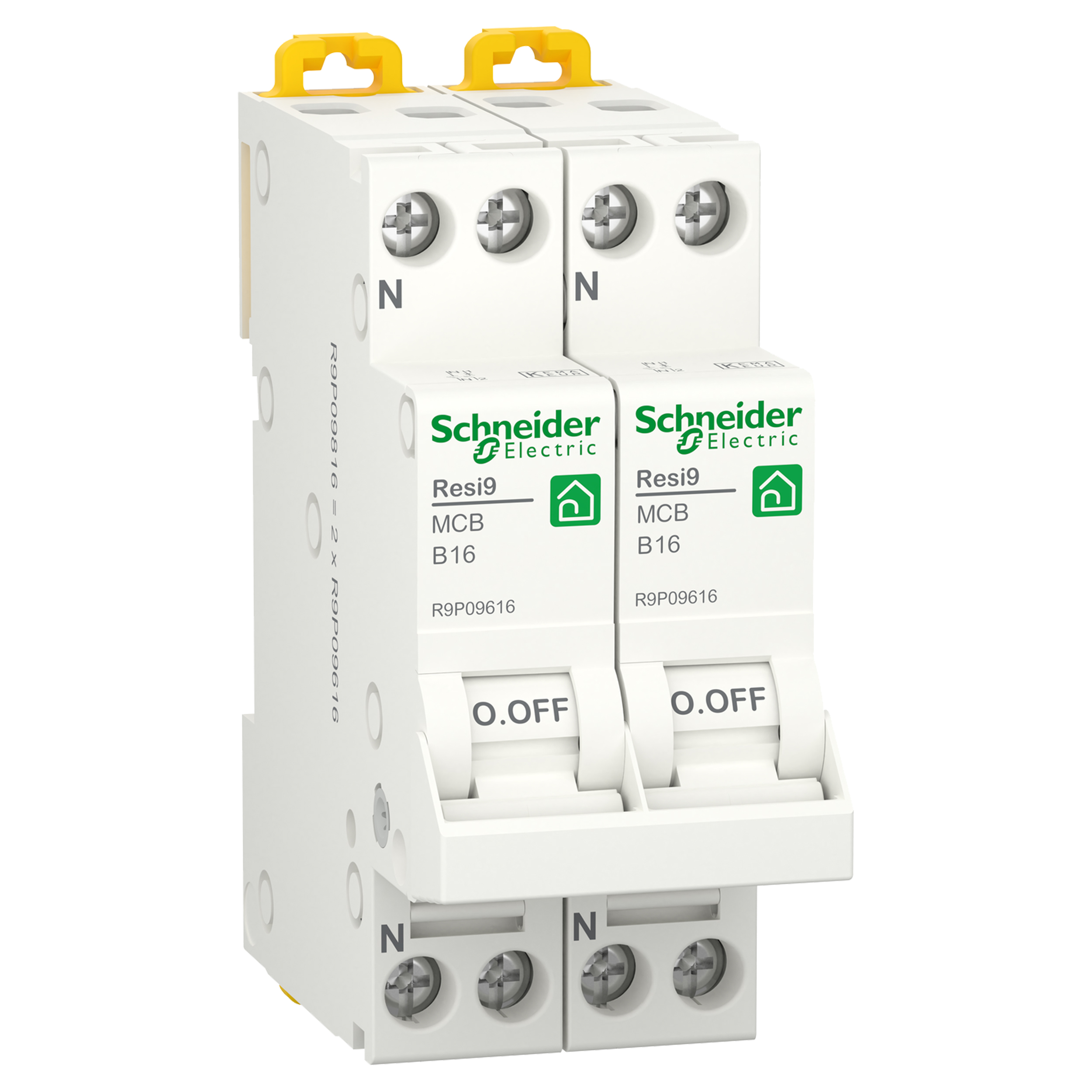 01.374.40 Schneider  installatie automaat 2P+2N - 16A - B-Karakteristiek - 6000A wit 81 x 36 x 72.5 mm