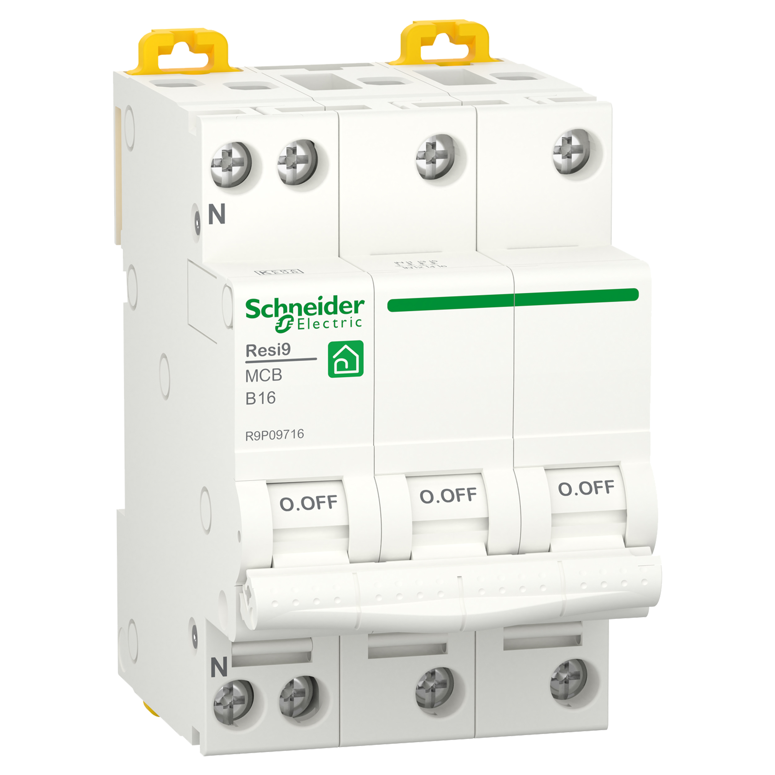 01.374.44 Schneider  installatie automaat 3P+N - 16A - B-Karakteristiek - 6000A wit 54 x 81 x 70.5 mm