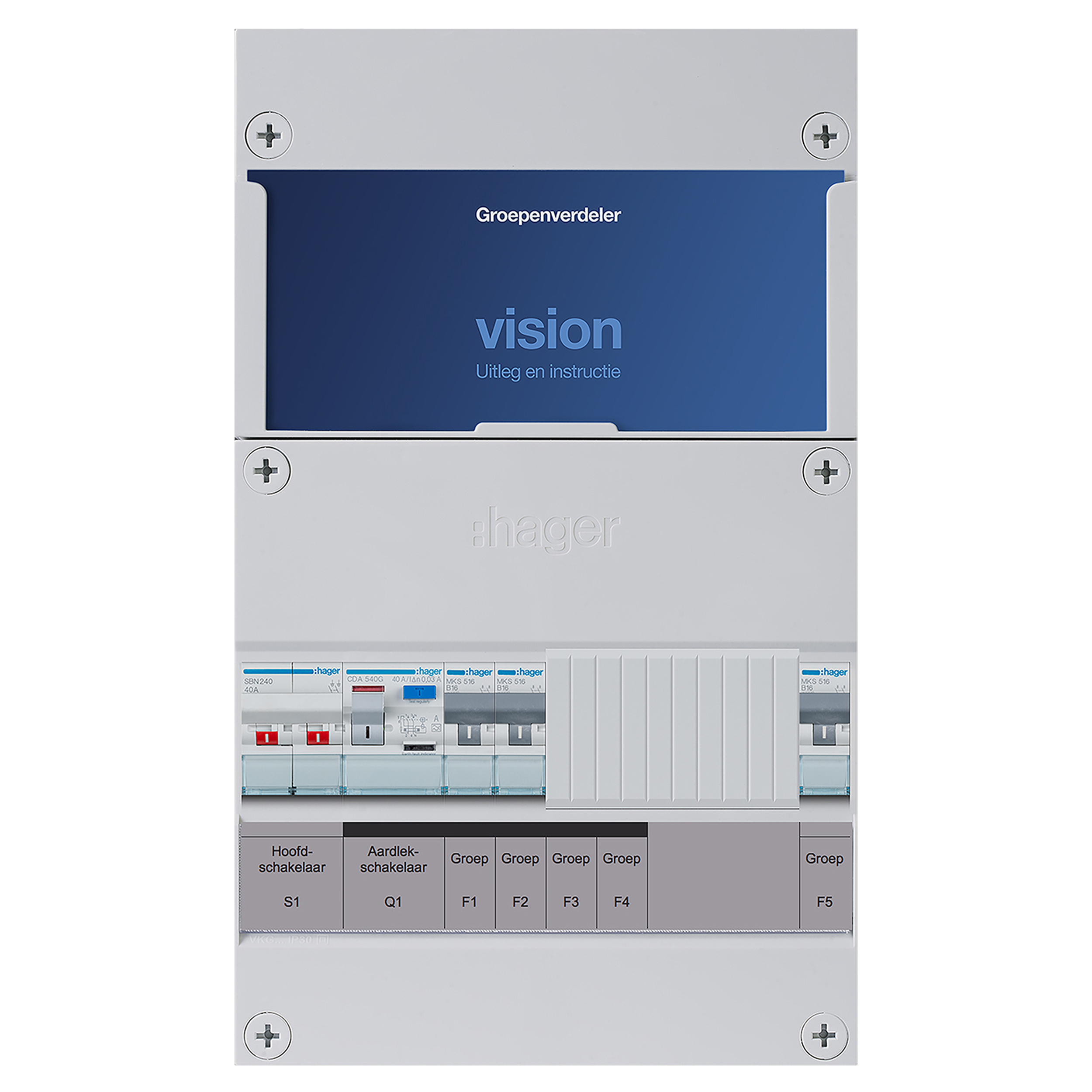 01.375.05 Hager  groepenkast 3-groepenverdeler HS - ALS 30 mA/HACO/direct - 1-fase - VKG201A  10 x 22 x 37 cm