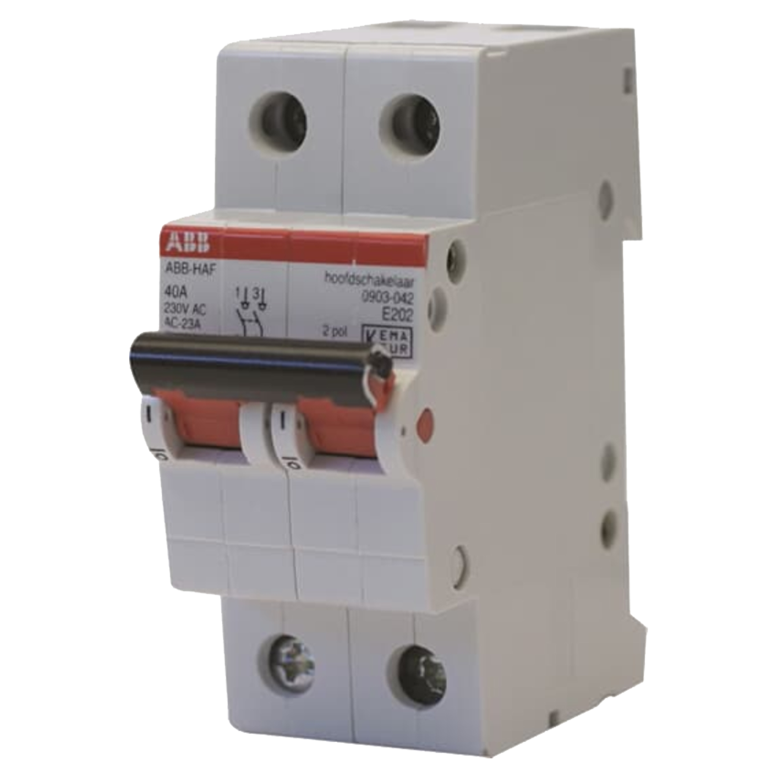 01.377.55 Haf  hoofdschakelaar type 0903.042 - 2-polig - 40A - 230V  35 mm