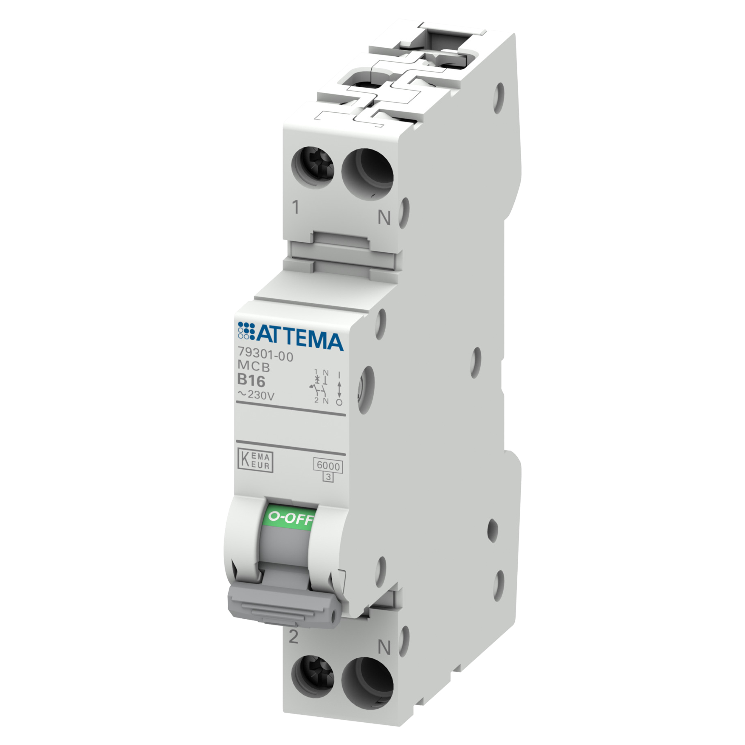 01.379.10 Attema NXT installatieautomaat 16A - 1P/N - uitschakelkarakteristiek B  