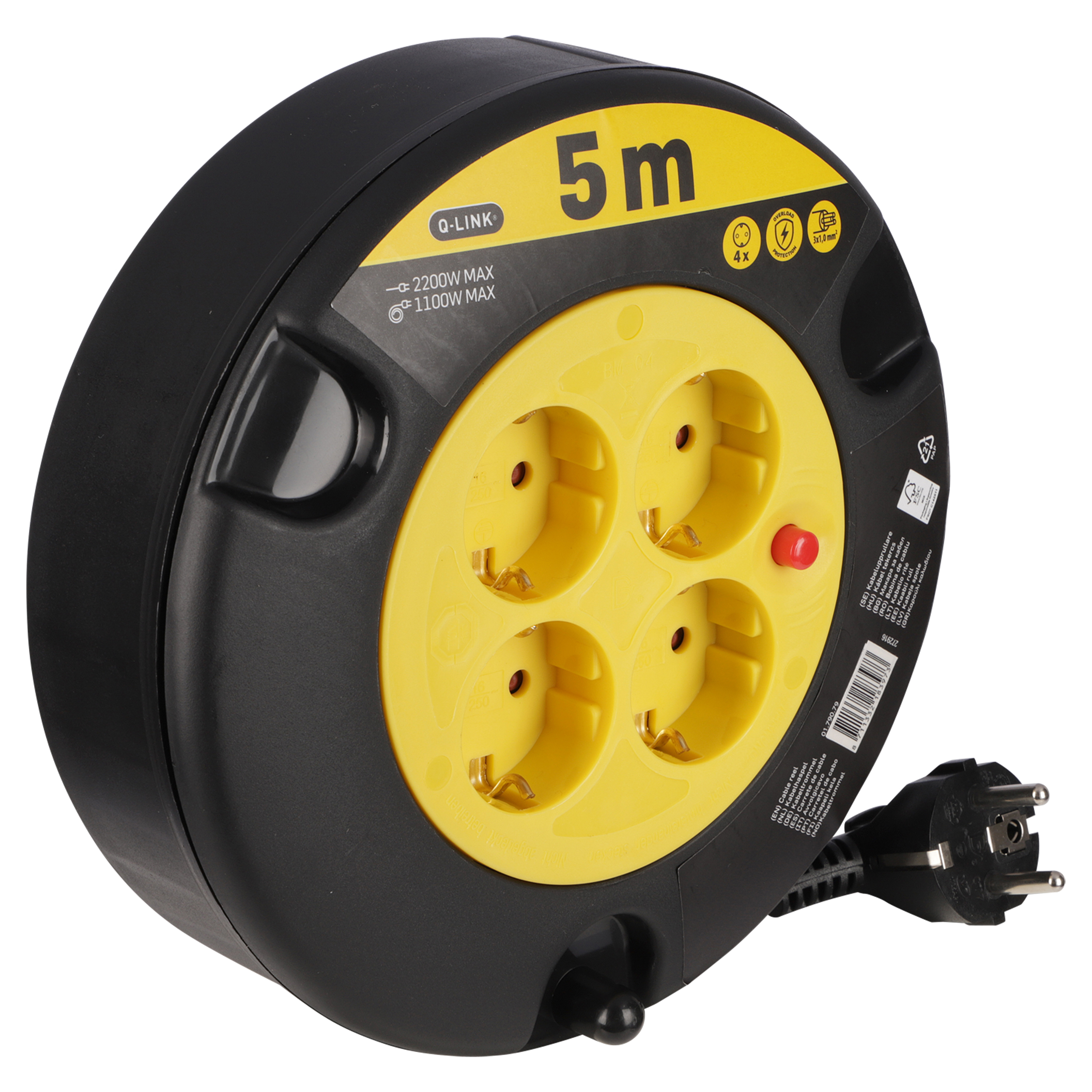 01.790.79 Q-Link  kabelbox klus - randaarde - H05VVF zwart/geel 3 x 1.0 mm², 5 m