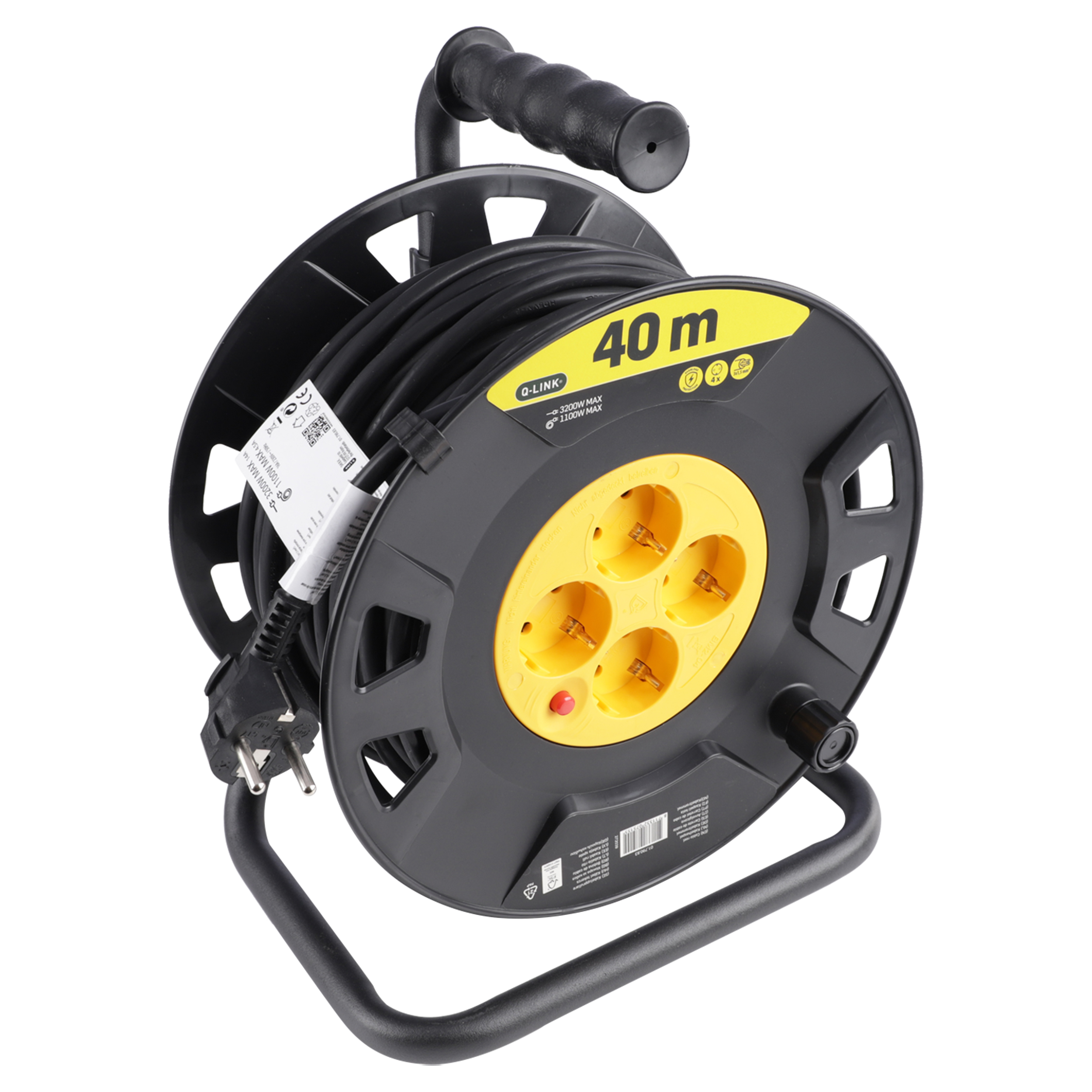 01.790.83 Q-Link  kabelhaspel klus - randaarde - H05VVF zwart/geel 3 x 1.5 mm², 40 m