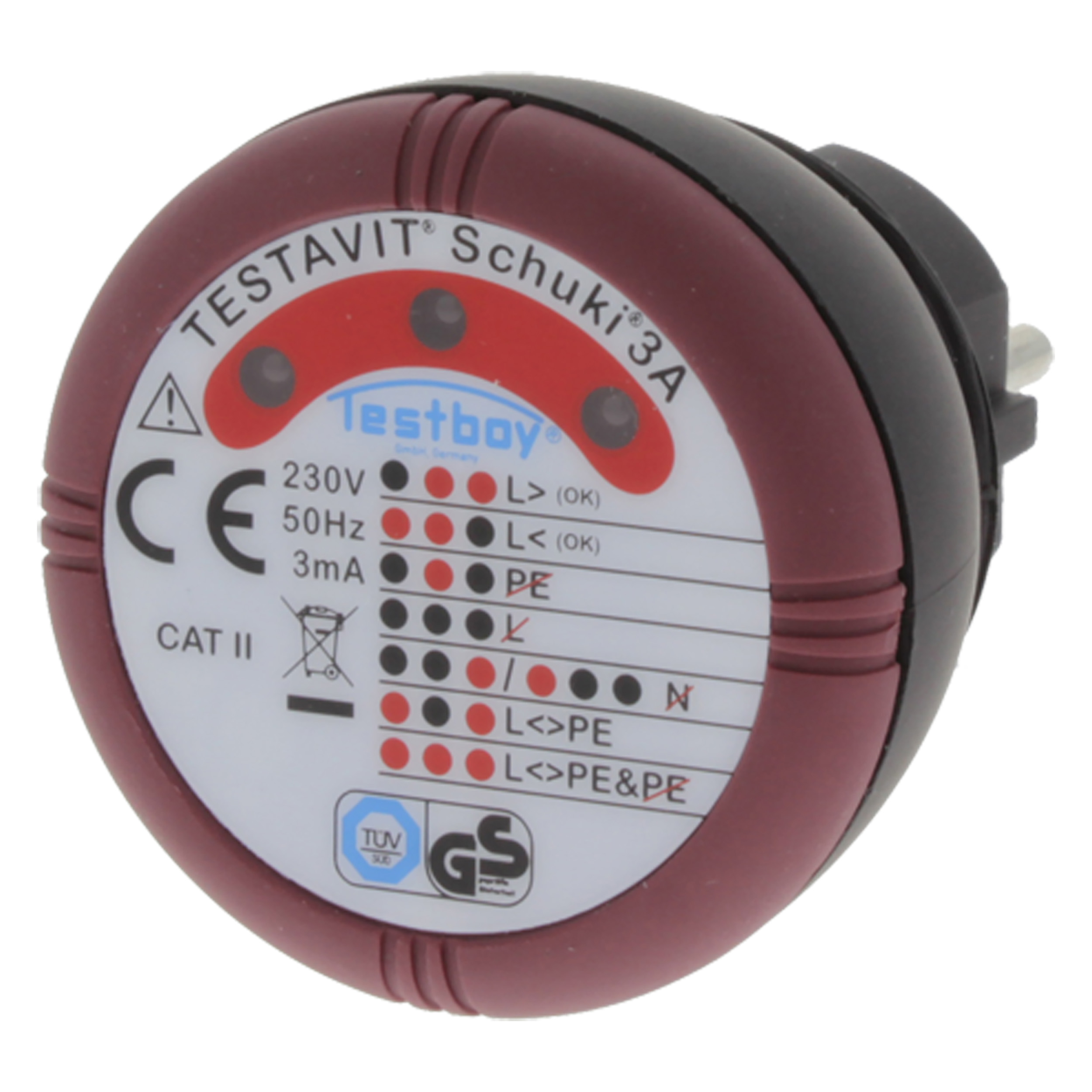 01.895.08 Testboy  stopcontacttester schuki 3A - voor geaarde stekker  