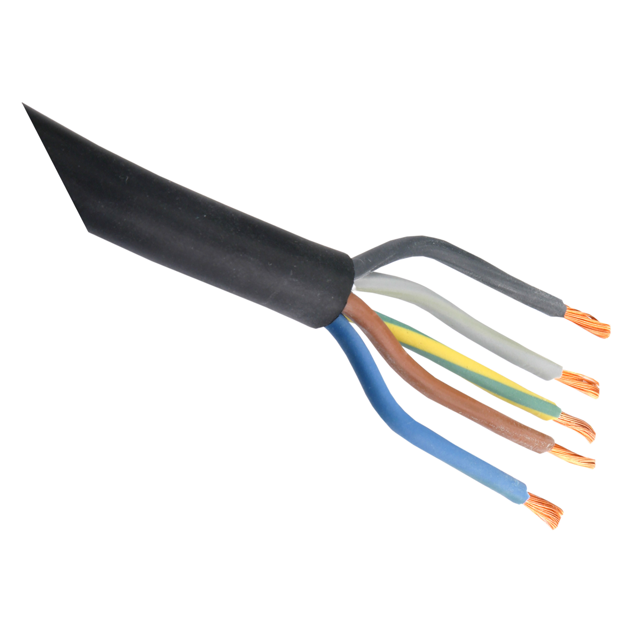 03.030.37   rubber kabel glad zwart 5 x 2.5 mm², 2 m