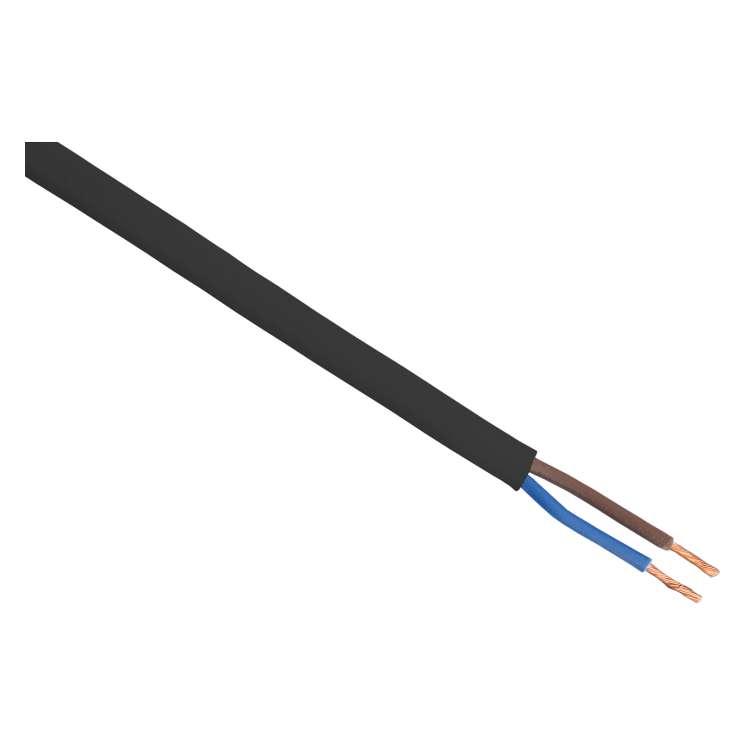 03.030.41   huishoudsnoer plat - belastbaar tot 1200W zwart 2 x 0.75 mm², 10 m