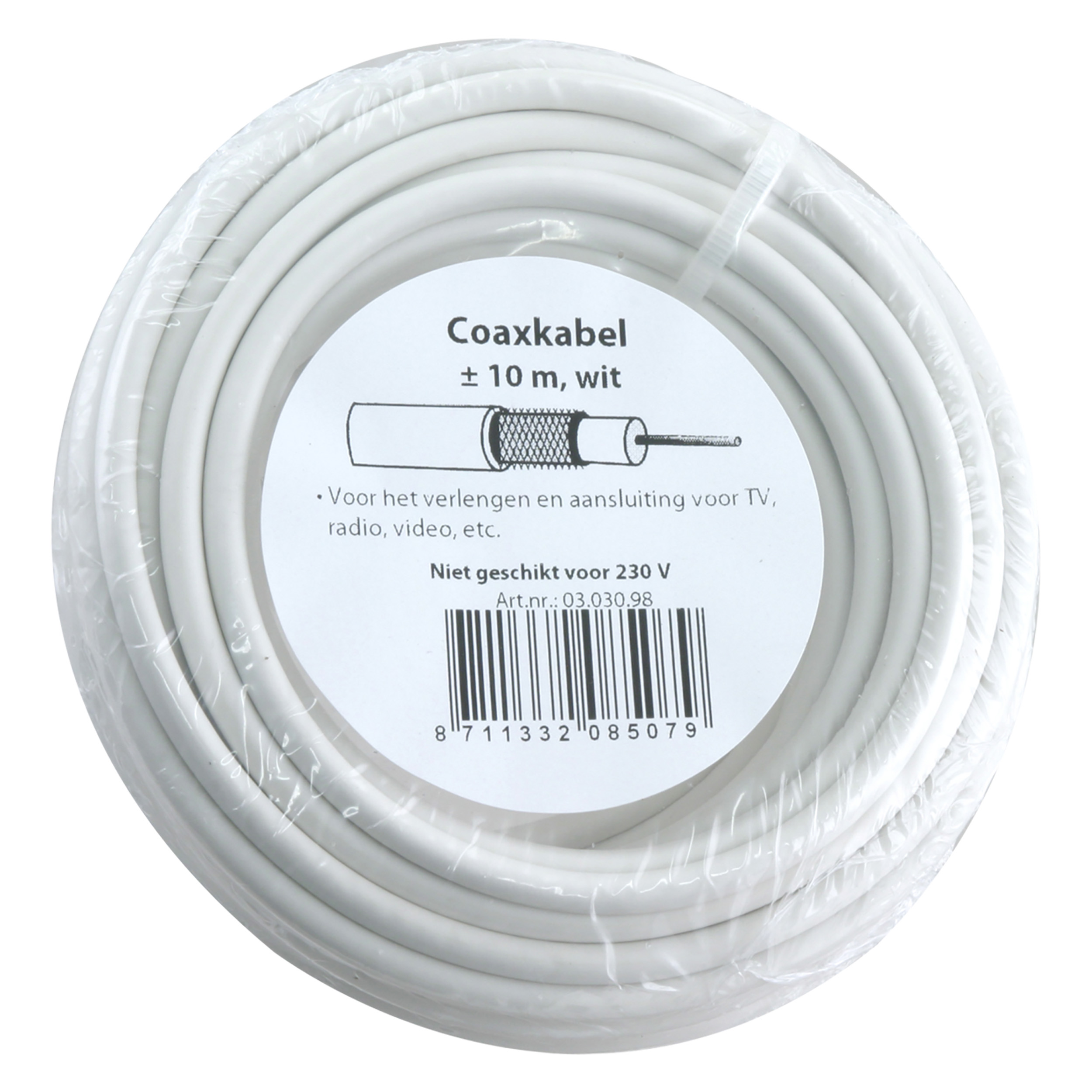 03.030.98   coax kabel 3c2V - Ø5 mm² - 10 m - wit