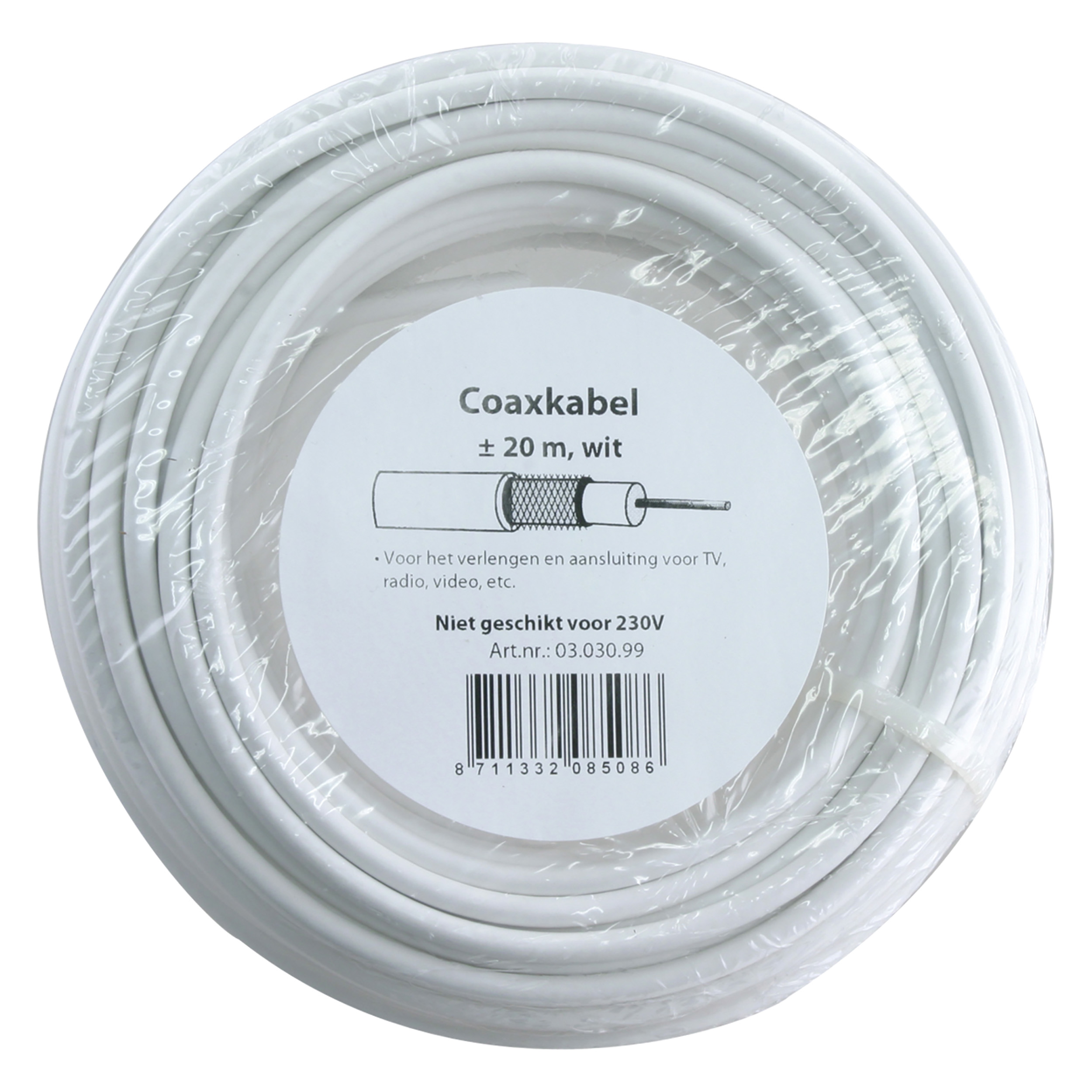 03.030.99   coax kabel 3c2V wit Ø5 mm² - 20 m
