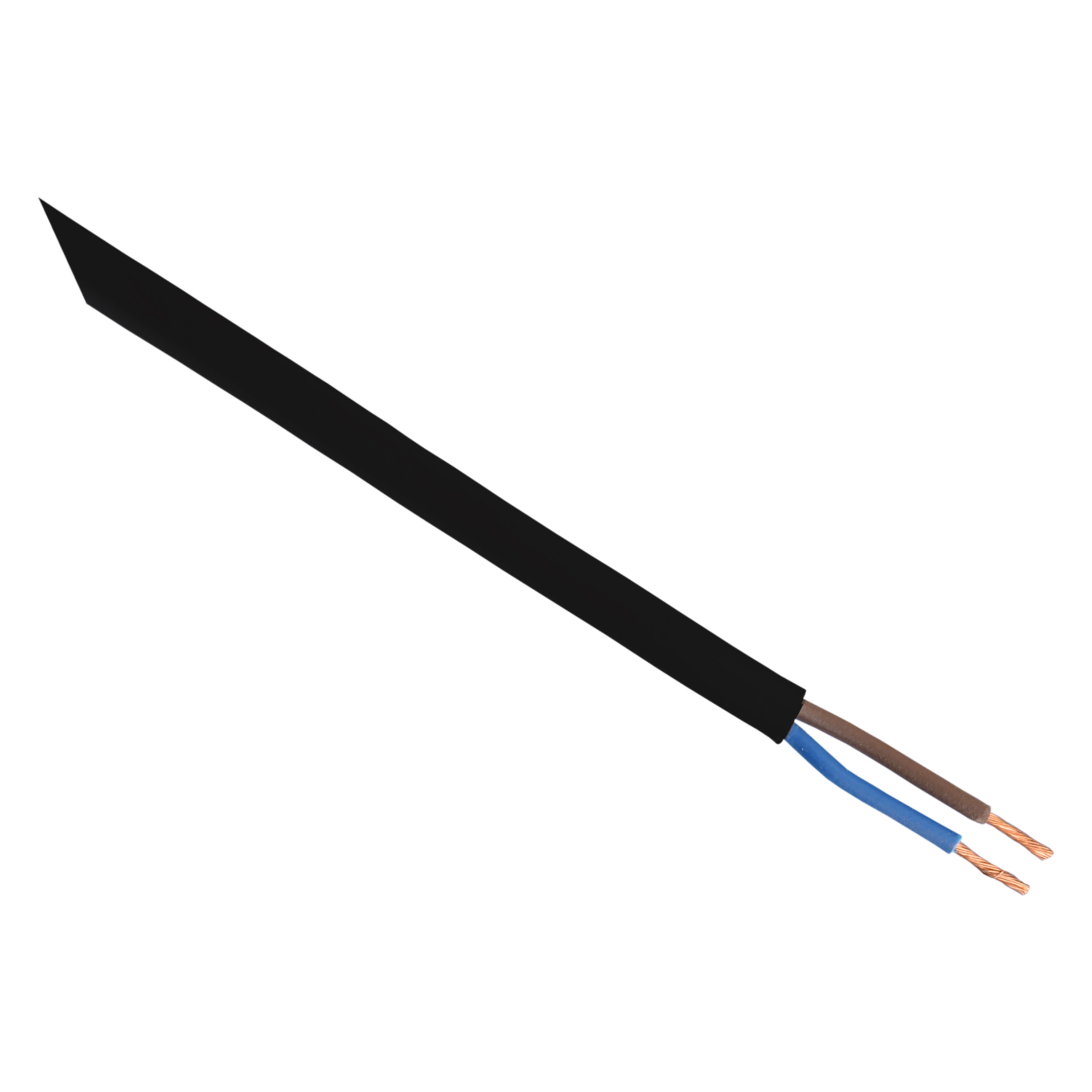 03.031.09   huishoudsnoer 100 m (verkoop per meter) - plat - belastbaar tot 1200W zwart 2 x 0.75 mm²