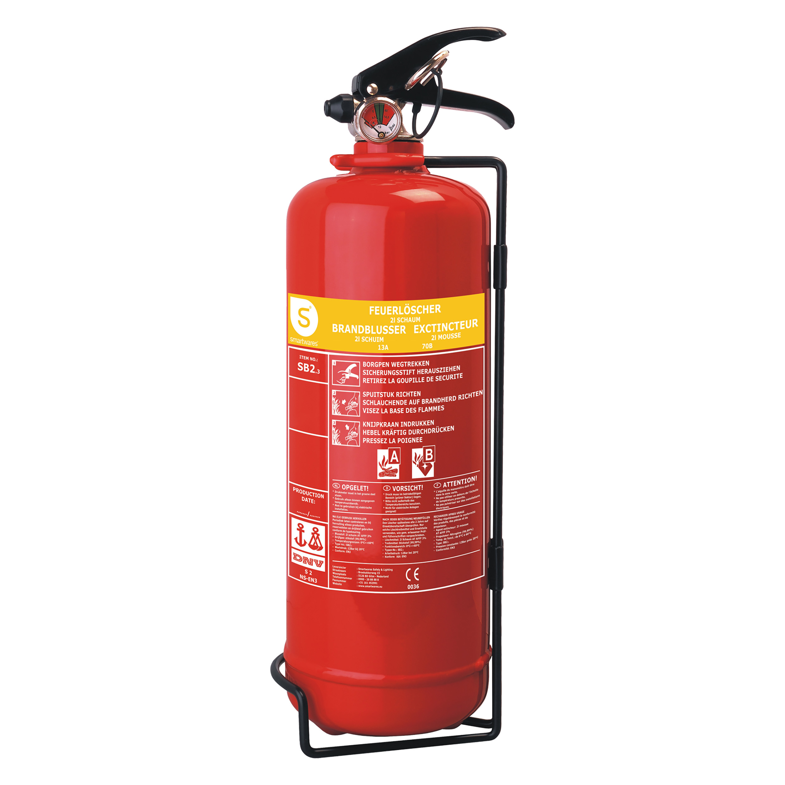 10.014.97 Smartwares  brandblusser schuim - 2L - SB2 rood 