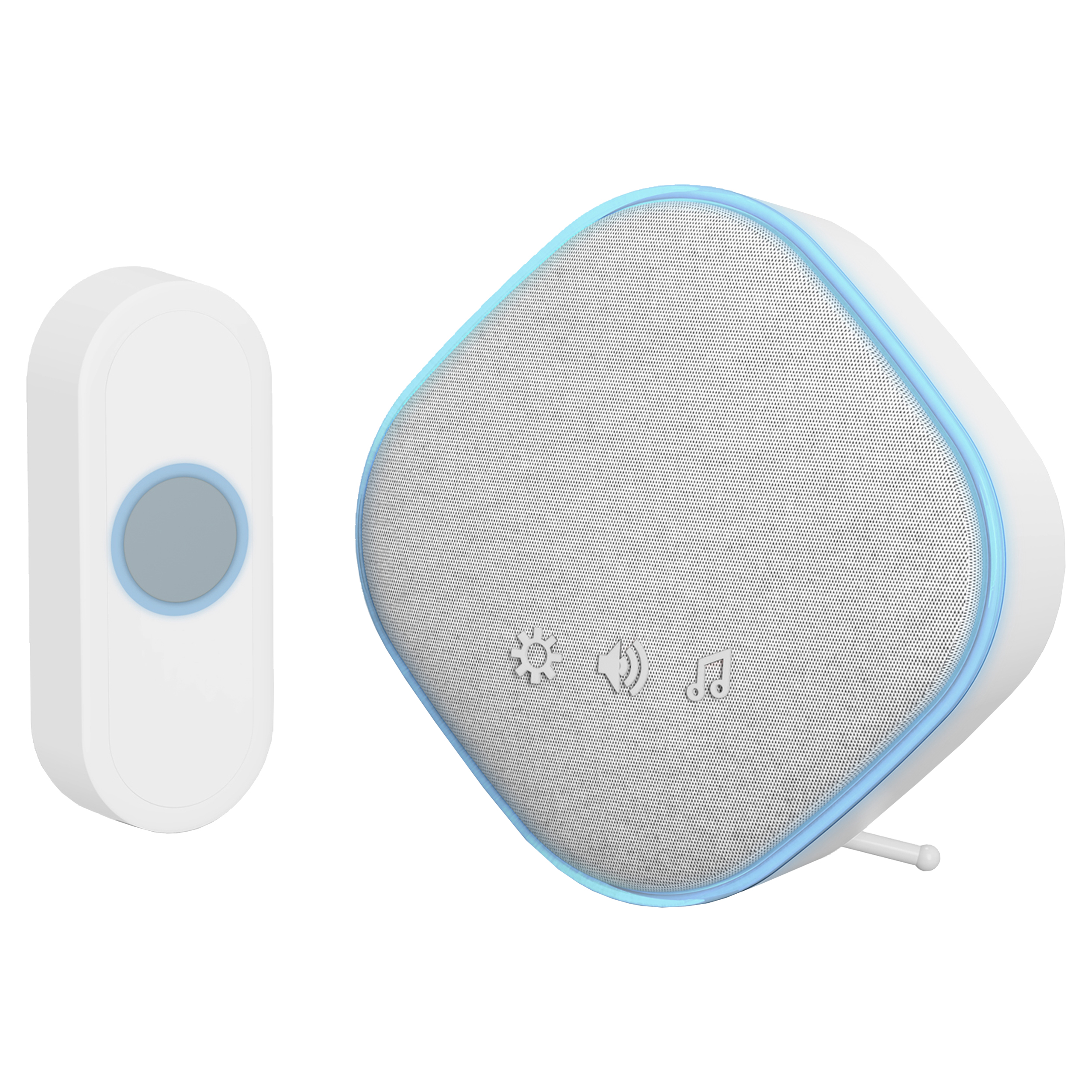 10.800.04 Q-Link  gong battery operated - met beldrukker - rond wit 
