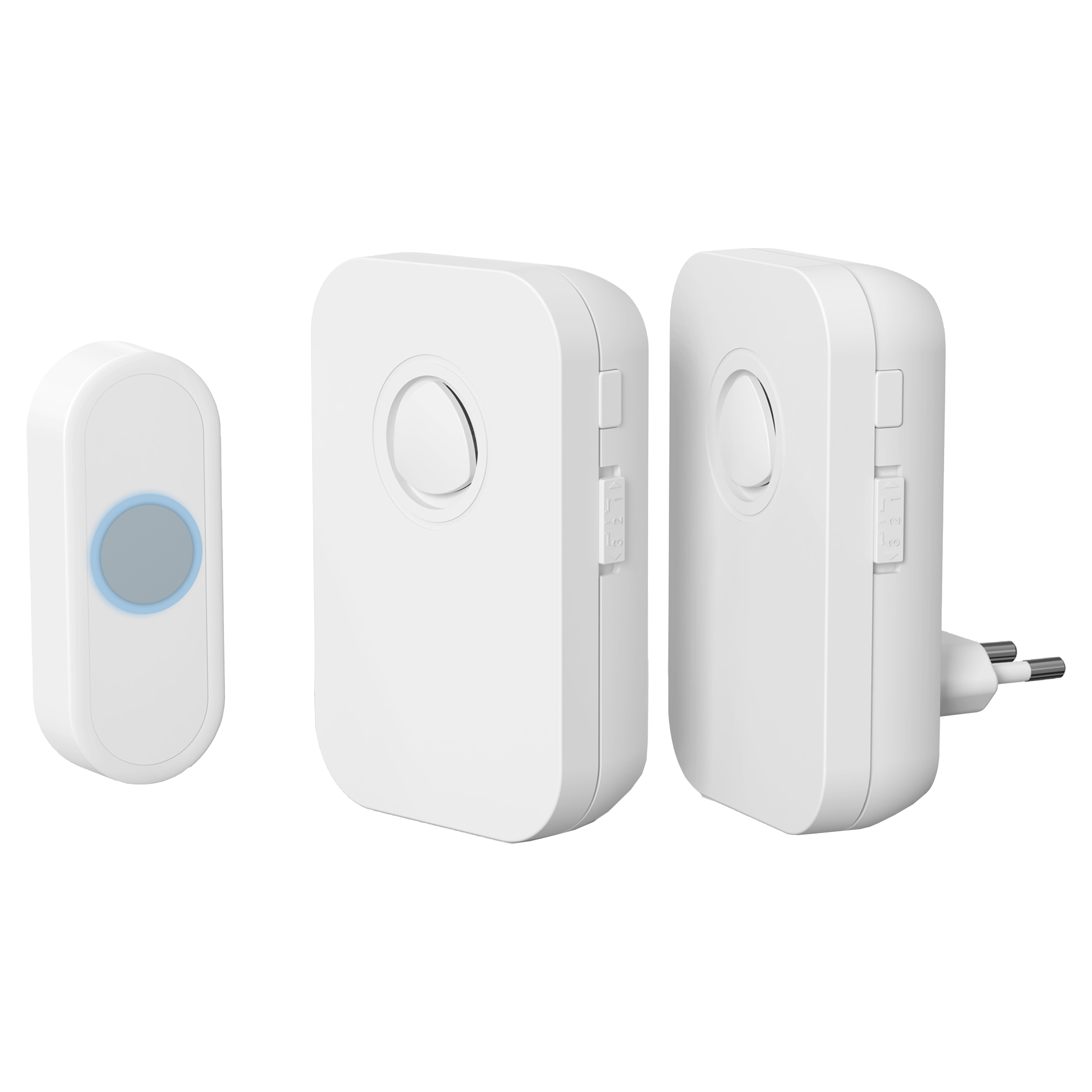 10.800.82 Q-Link  gong set - batterij/plug-in - met beldrukker wit 