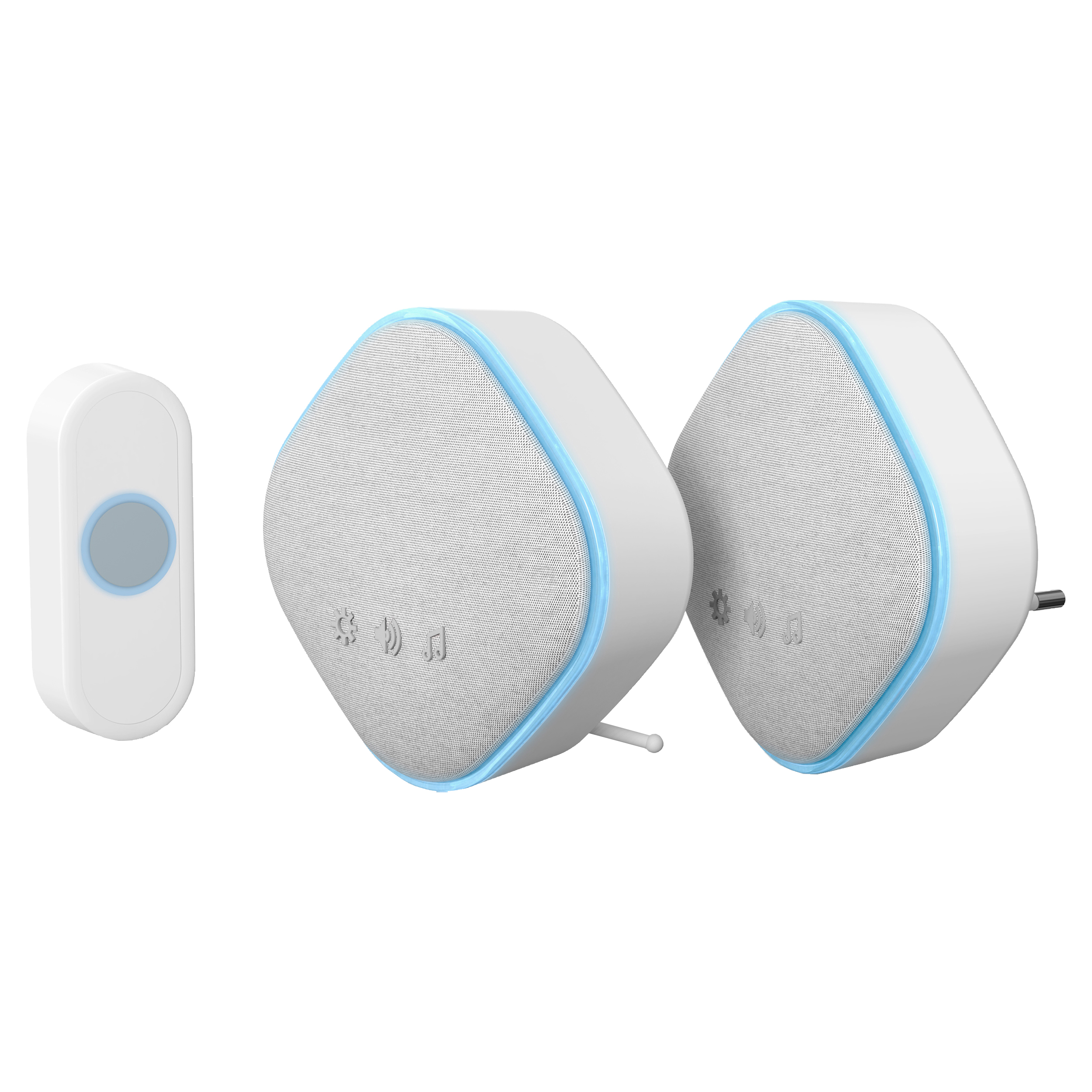 10.800.84 Q-Link  gong set - batterij/plug-in - met beldrukker wit 
