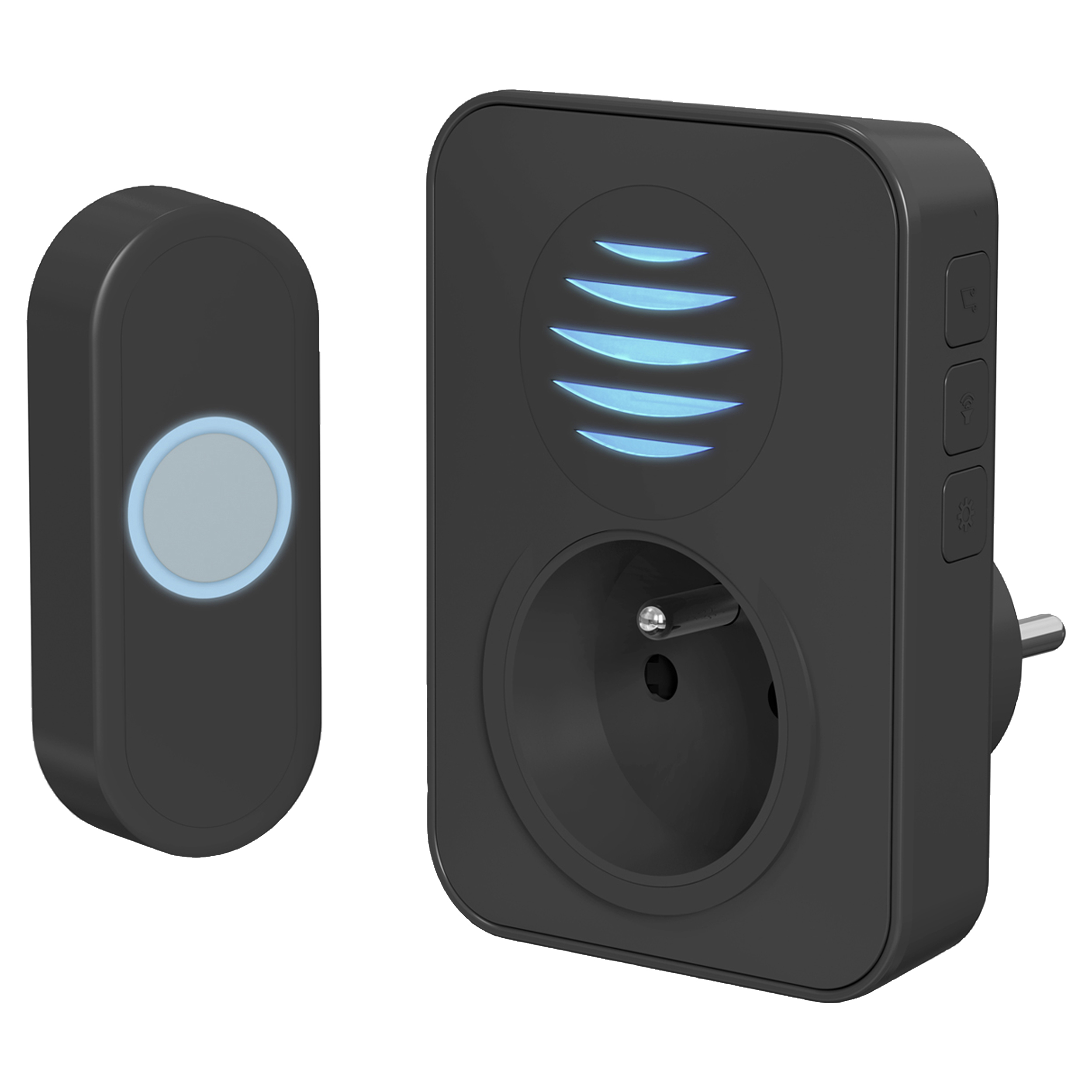 10.802.38 Q-Link  gong plug-through - penaarde - met beldrukker en licht zwart 